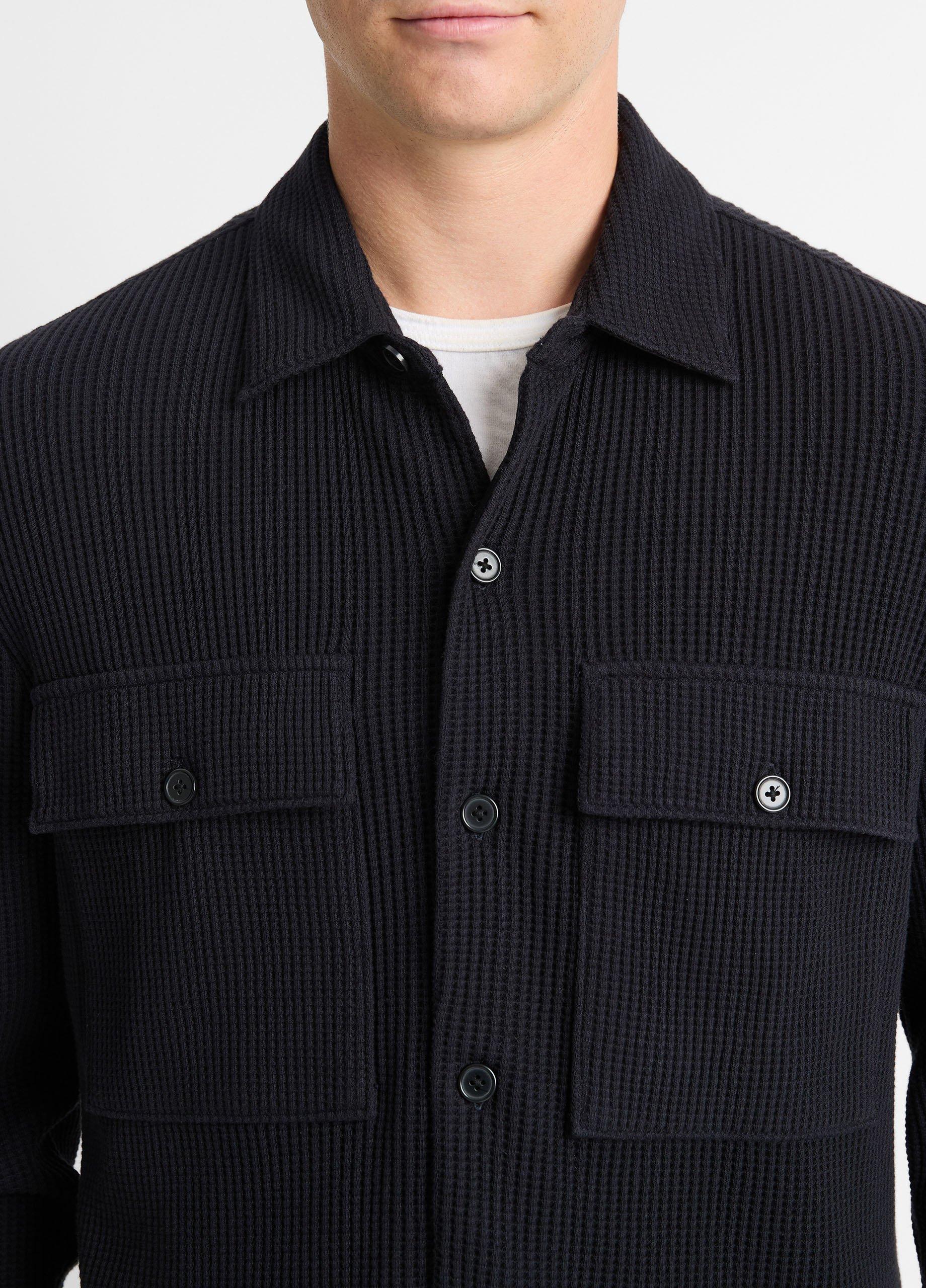 Chunky Waffle Cotton-Blend Shirt Jacket in Jackets