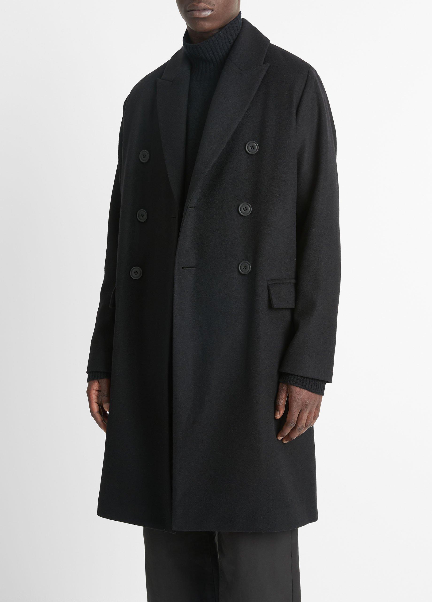 Italian Wool-Blend Double-Breasted Coat in Jackets