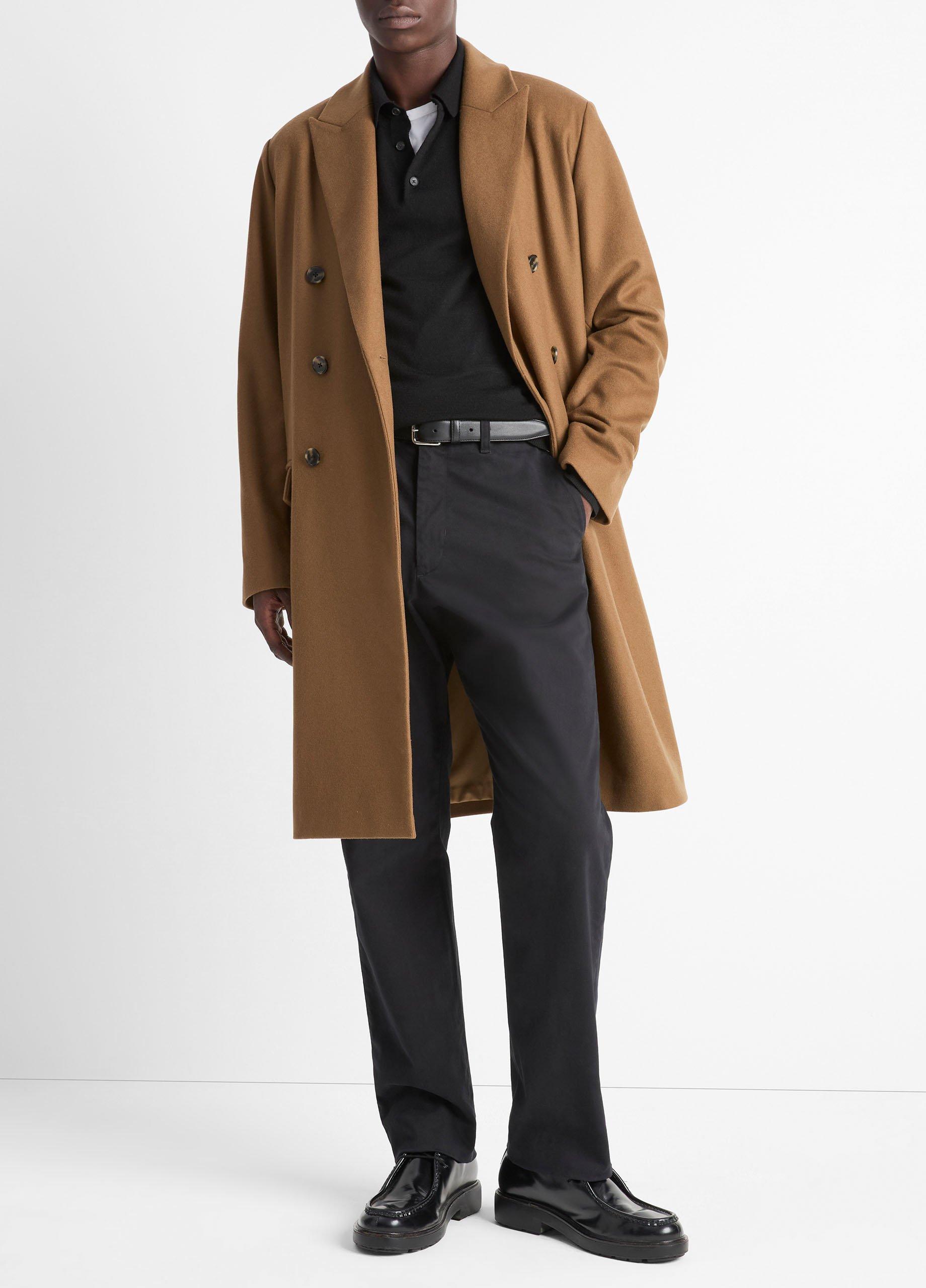 Italian Wool-Blend Double-Breasted Coat, Cedar, Size L Vince