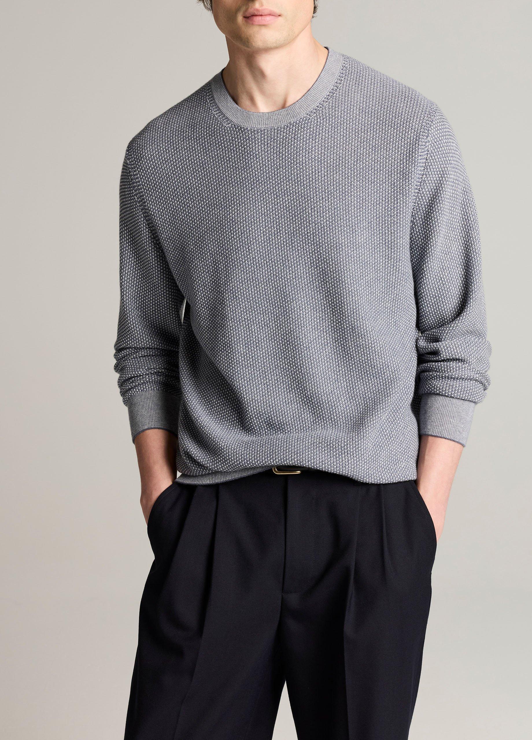 Geo-Jacquard Wool-Blend Crew Neck Sweater image number 0