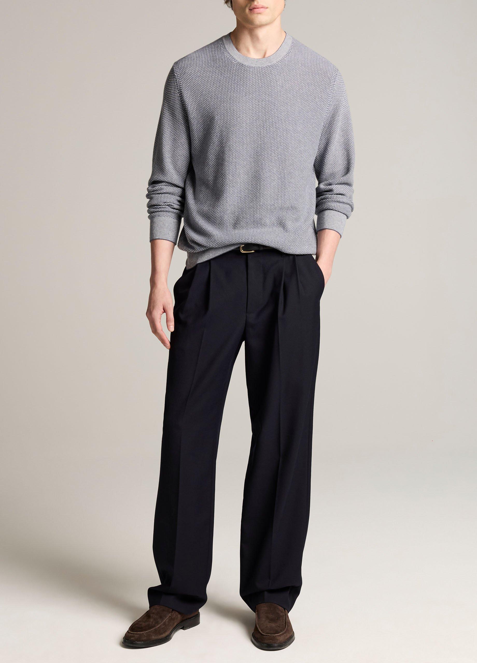 Geo-Jacquard Wool-Blend Crew Neck Sweater image number 3