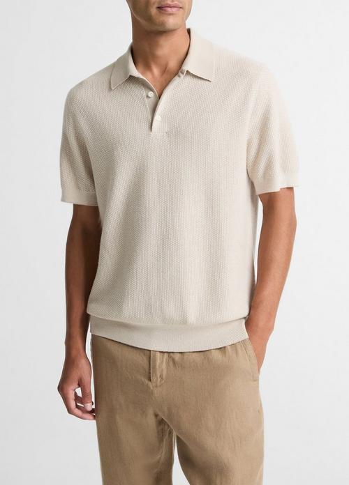 Geo-Jacquard Wool-Blend Blend Polo Sweater
