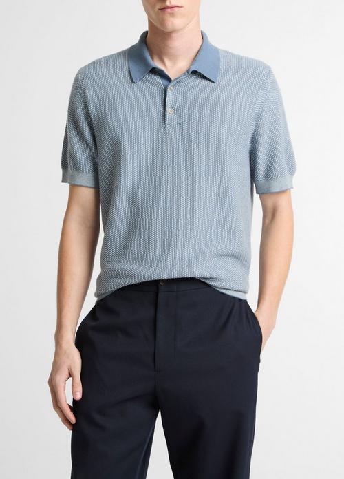 Geo-Jacquard Wool-Blend Blend Polo Sweater
