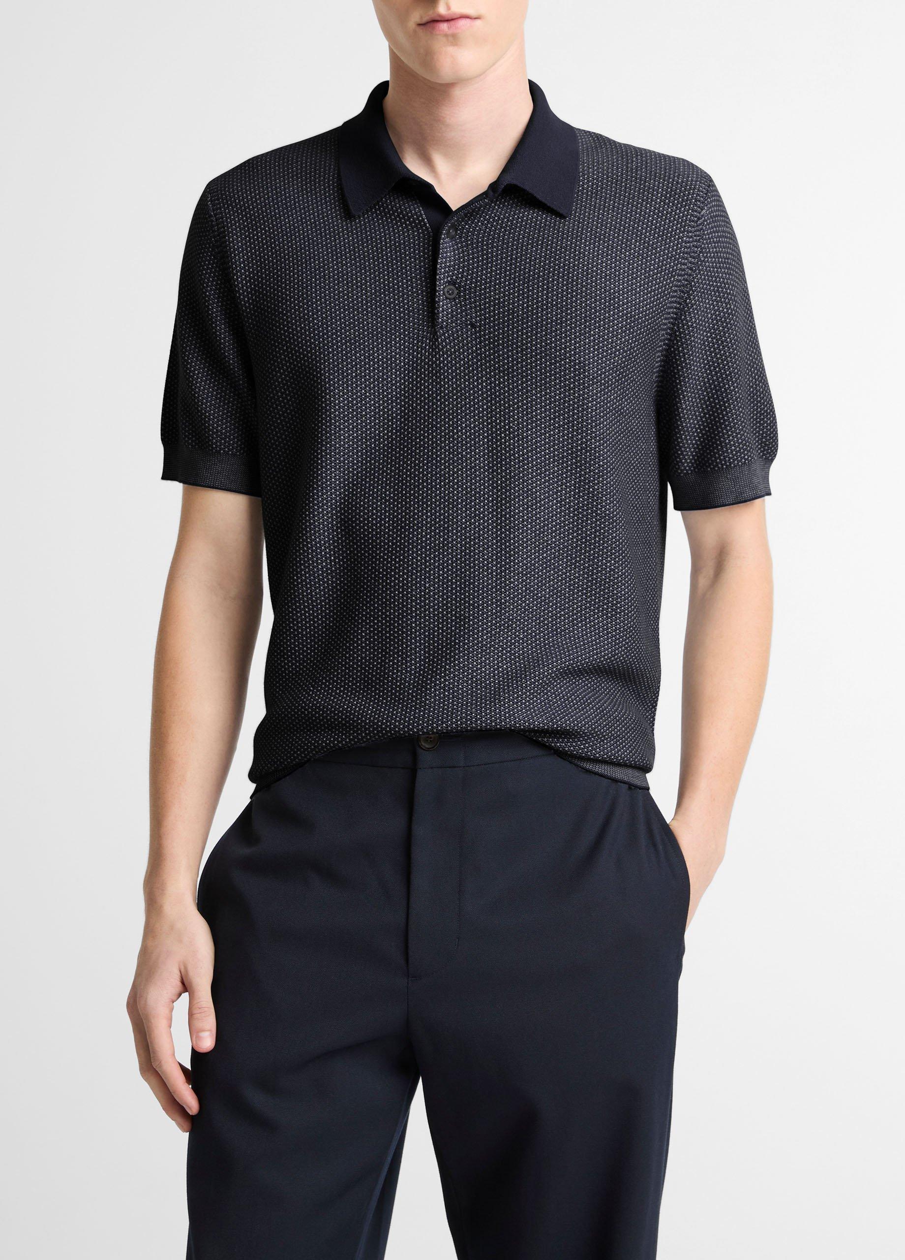 Geo-Jacquard Wool-Blend Blend Polo Sweater