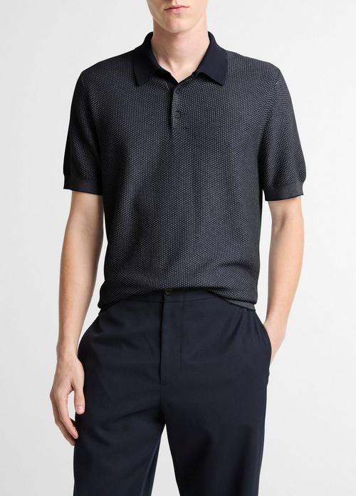 Geo-Jacquard Wool-Blend Blend Polo Sweater
