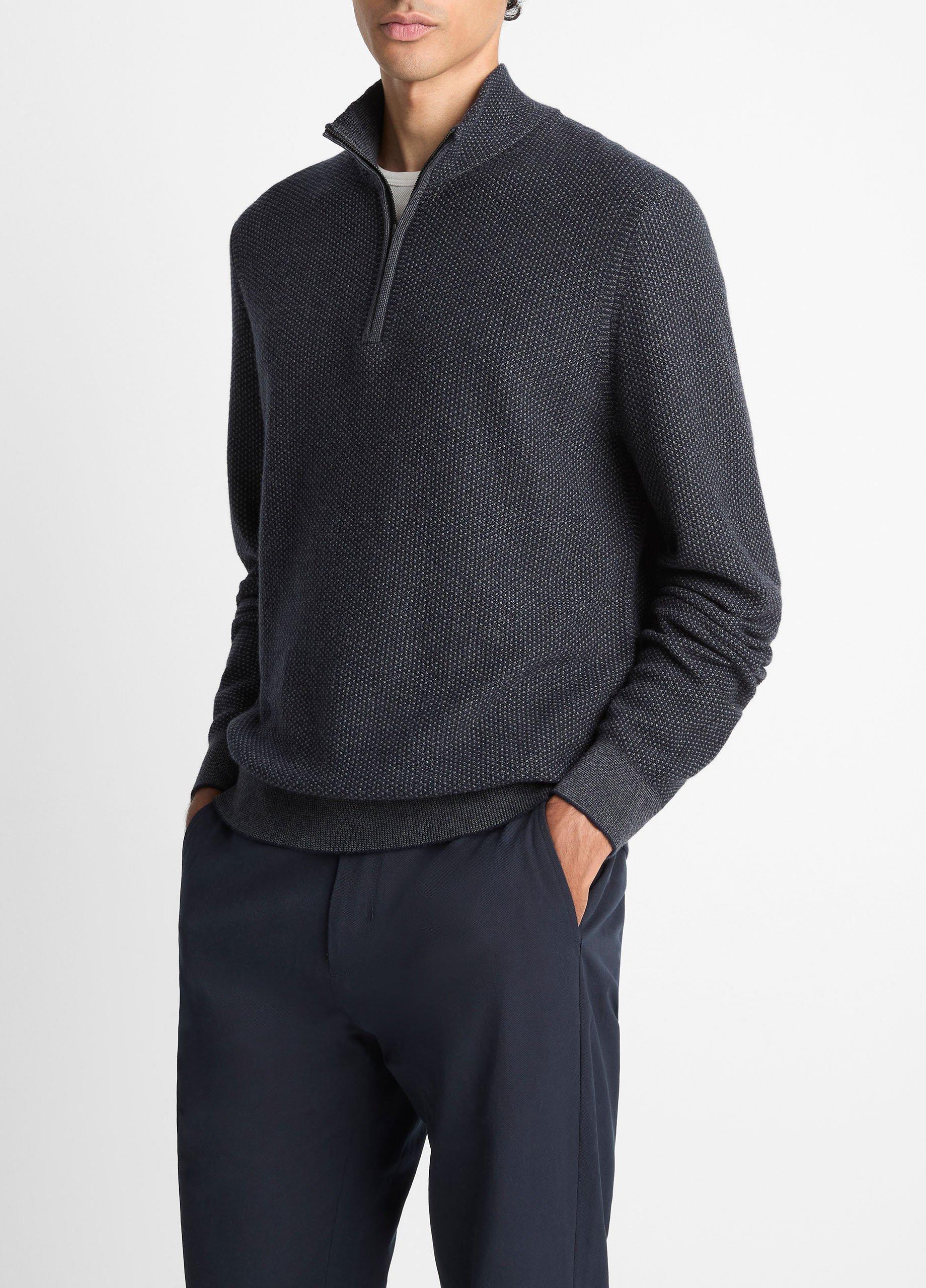 Geo-Jacquard Wool-Blend Quarter-Zip Sweater image number 1