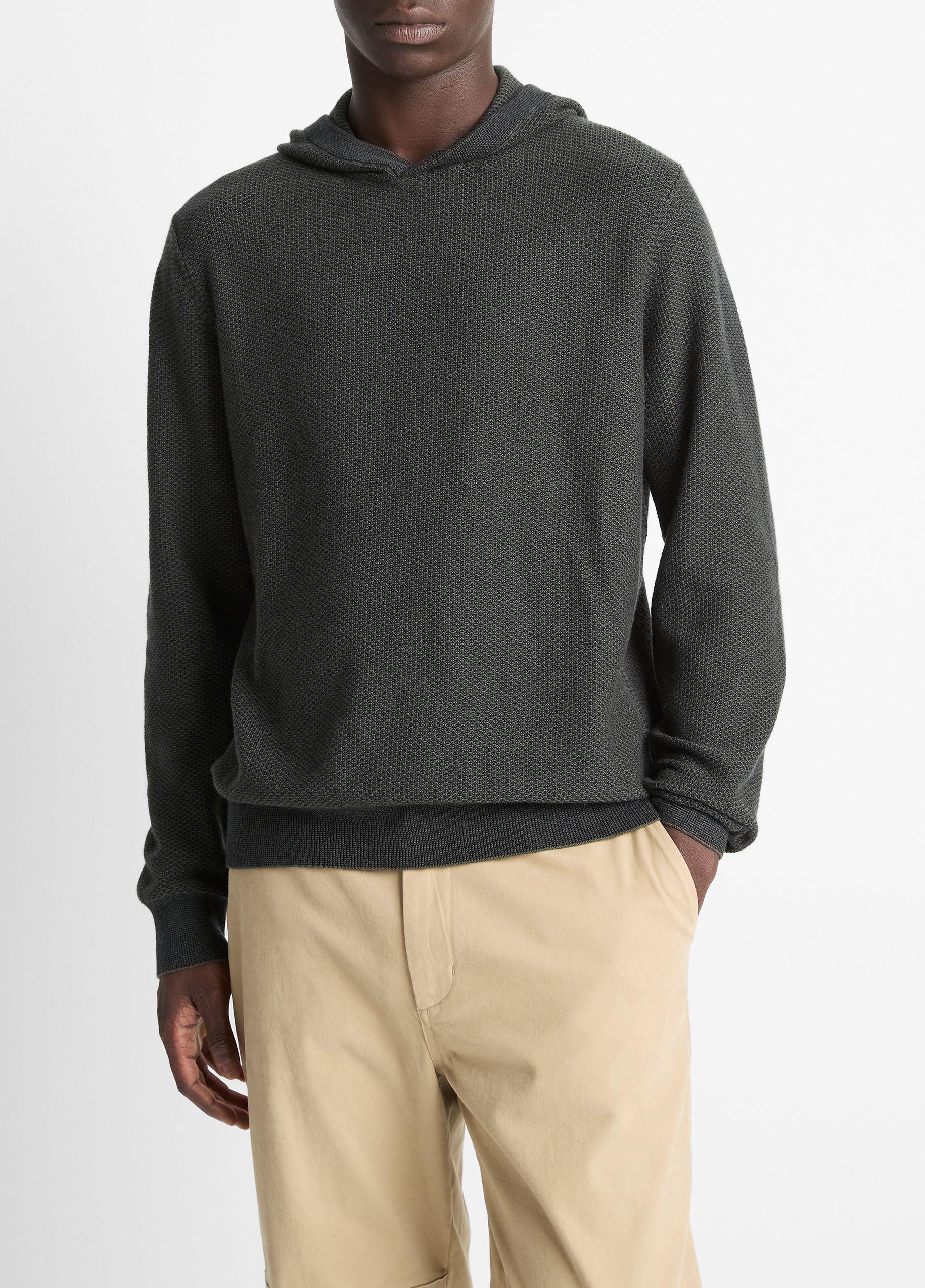 Geo-Jacquard Wool-Blend Sweater Hoodie