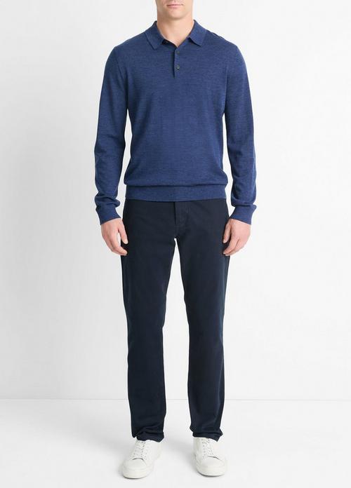 Wool Long-Sleeve Polo Sweater