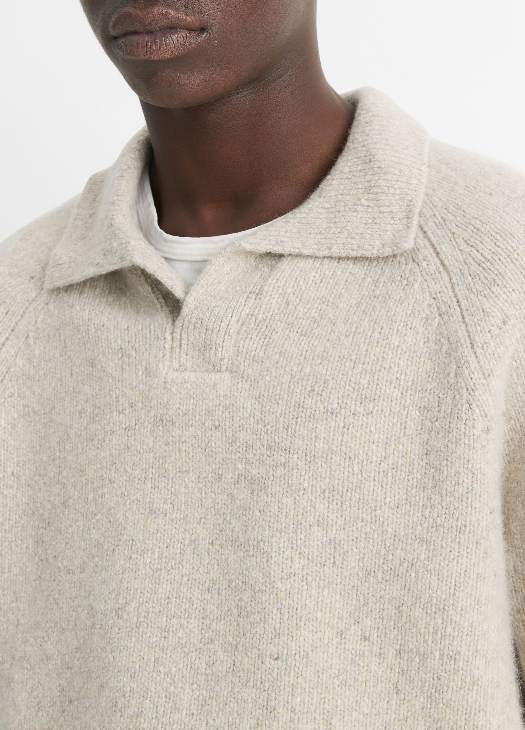 Cashmere Donegal Johnny-Collar Sweater image number 1