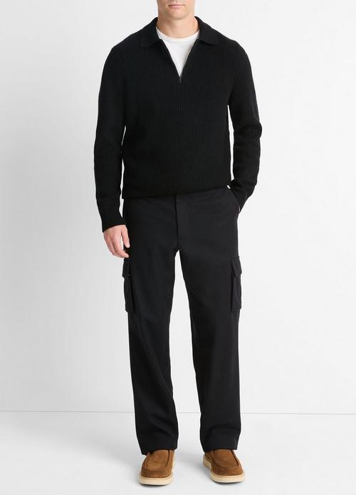 Shaker Wool-Cashmere Quarter-Zip Polo Sweater