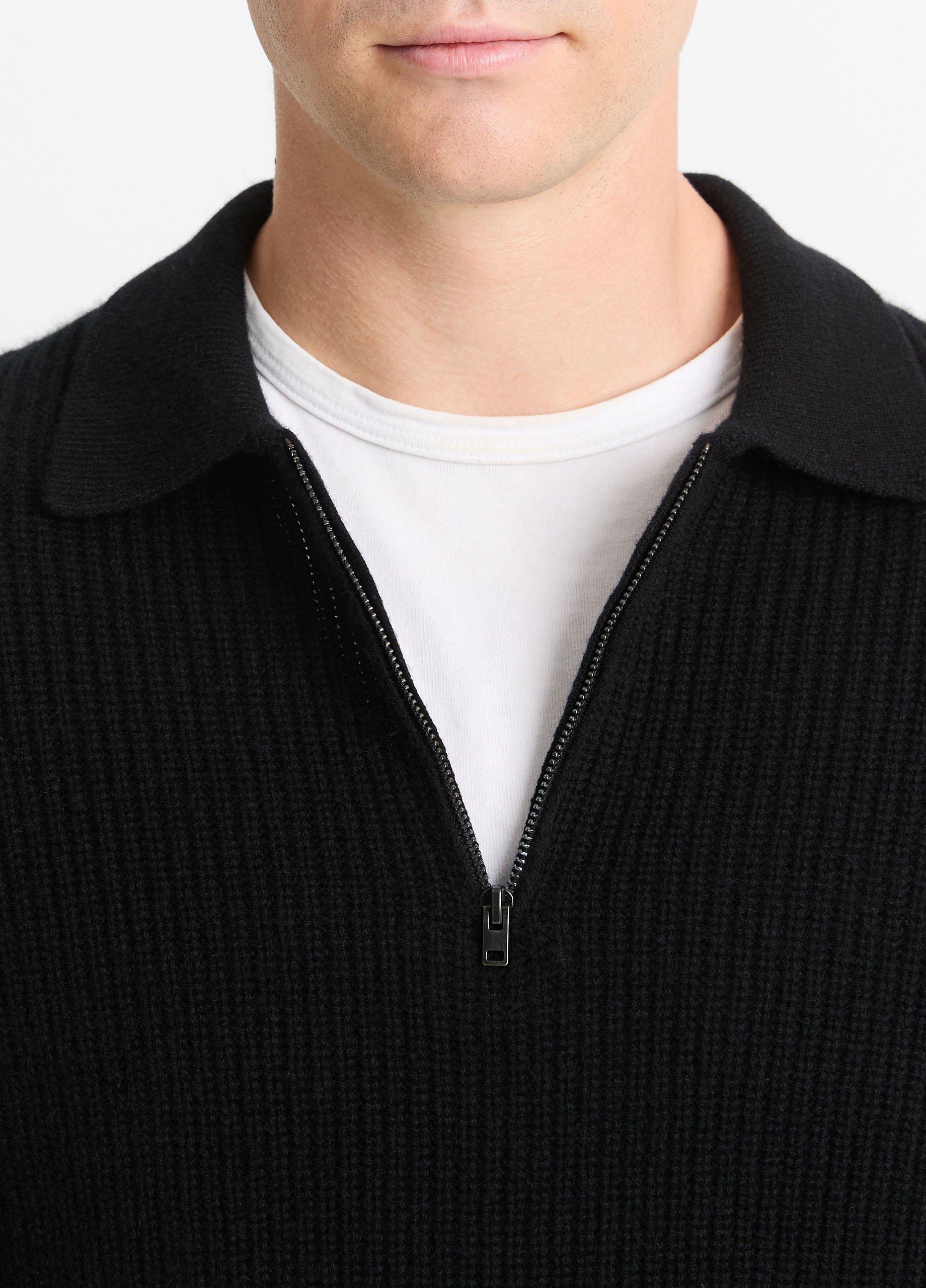 Shaker Wool-Cashmere Quarter-Zip Polo Sweater image number 1