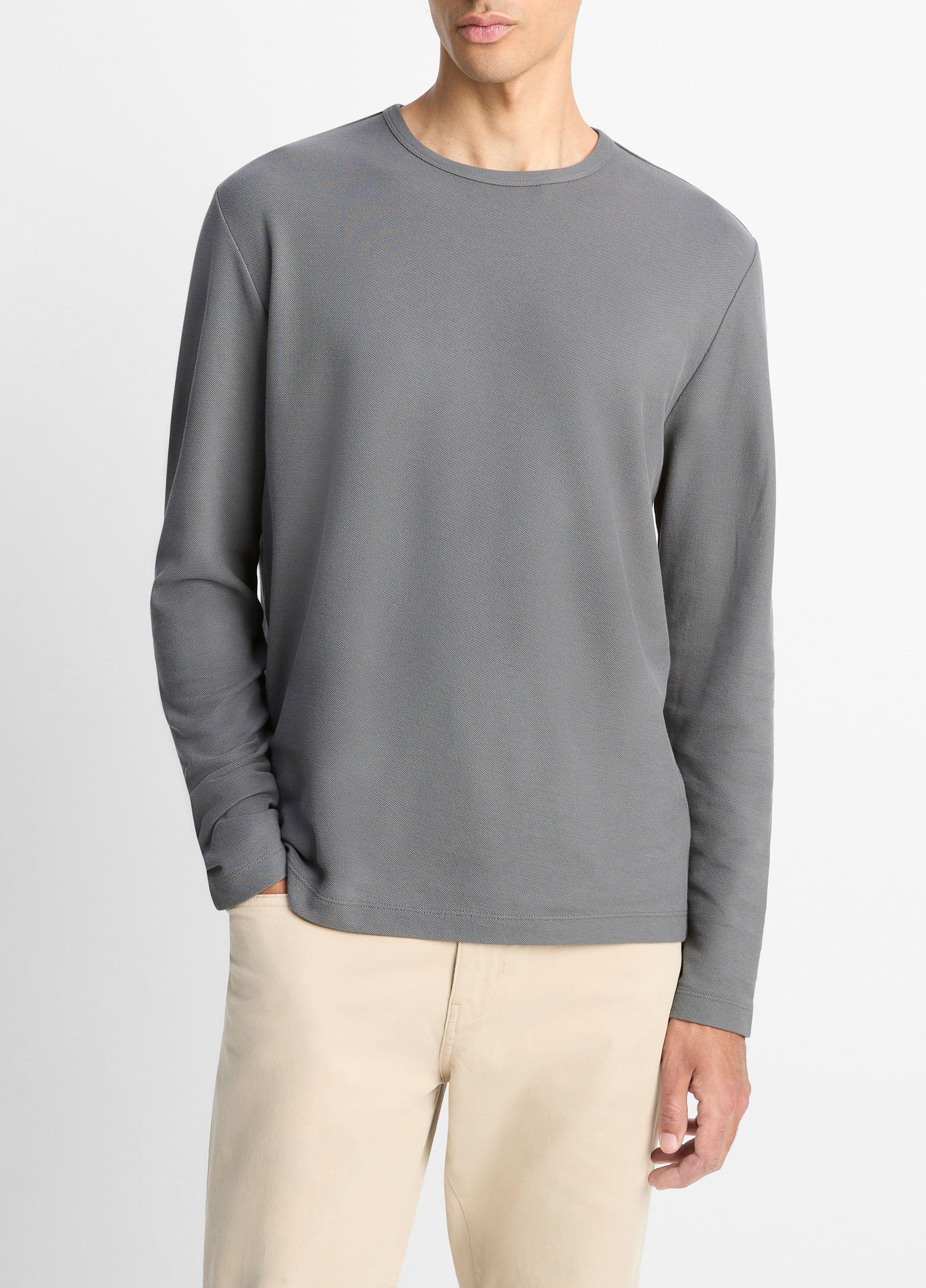 Men's Pima Cotton Piqué Long-Sleeve T-Shirt, Liberty, Size L Vince