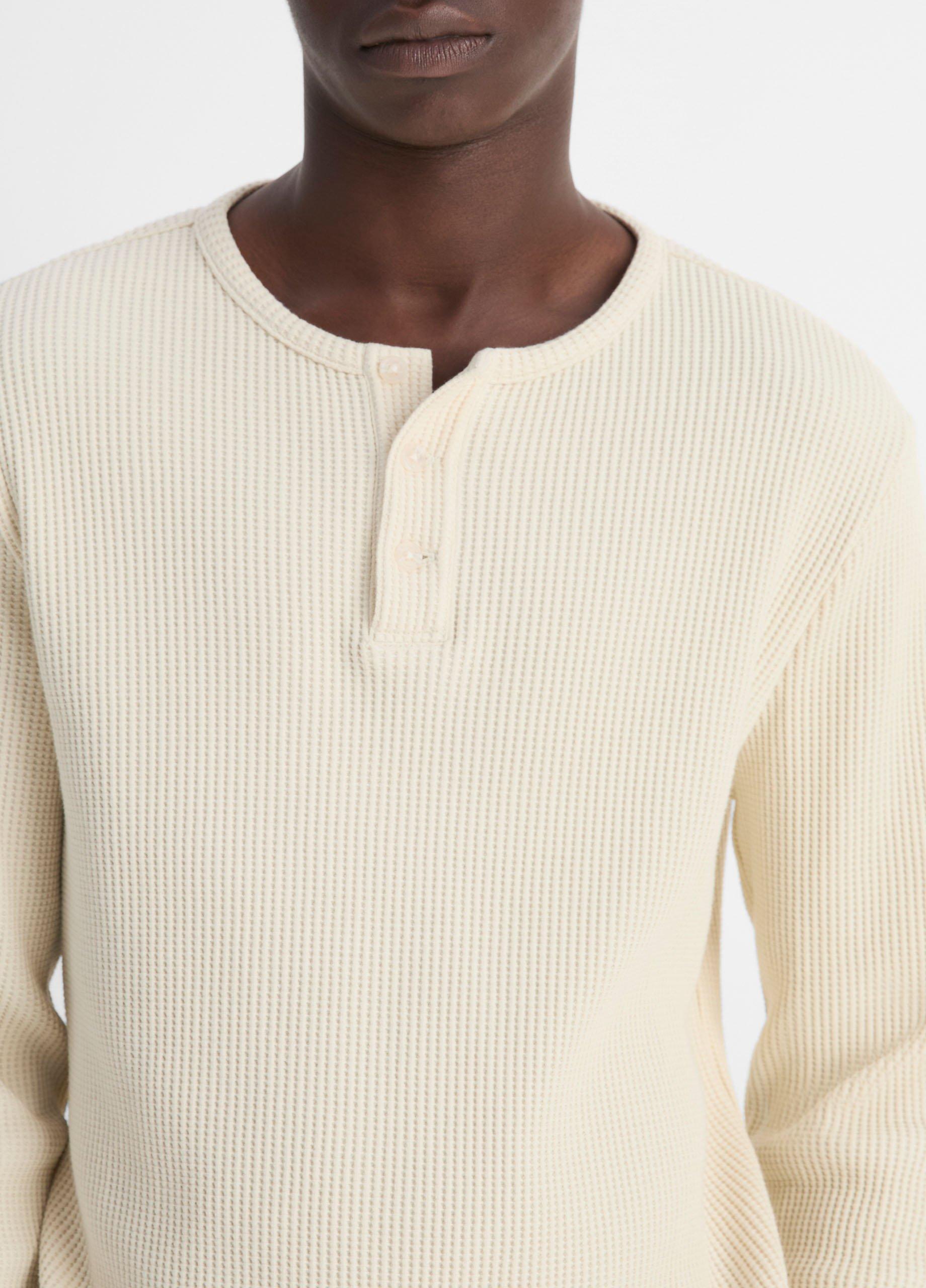 ★DRAW FIT★ Tencel Cotton Waffle Henley Neck T-Shirt [IVORY MUSINSA | DRAW FIT Tencel Cotton Waffle Henley Neck T-Shirt
