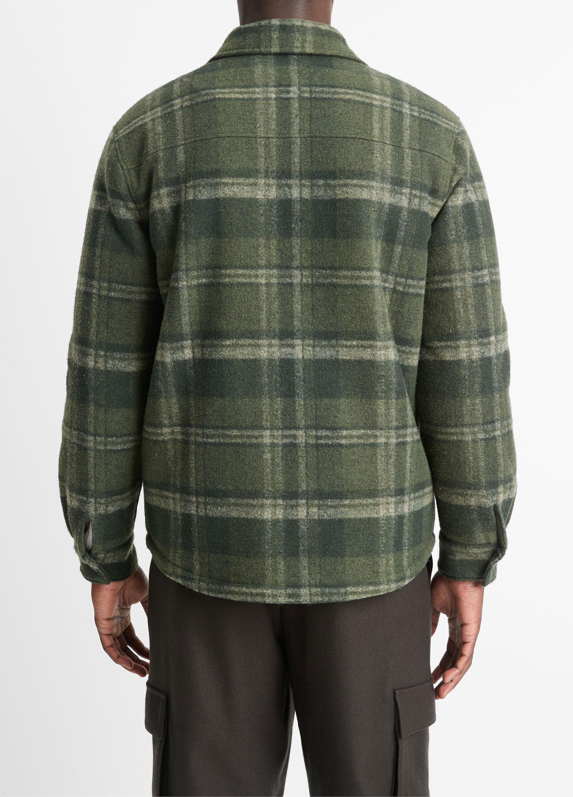 Sherpa-Lined Plaid Shirt Jacket image number 3