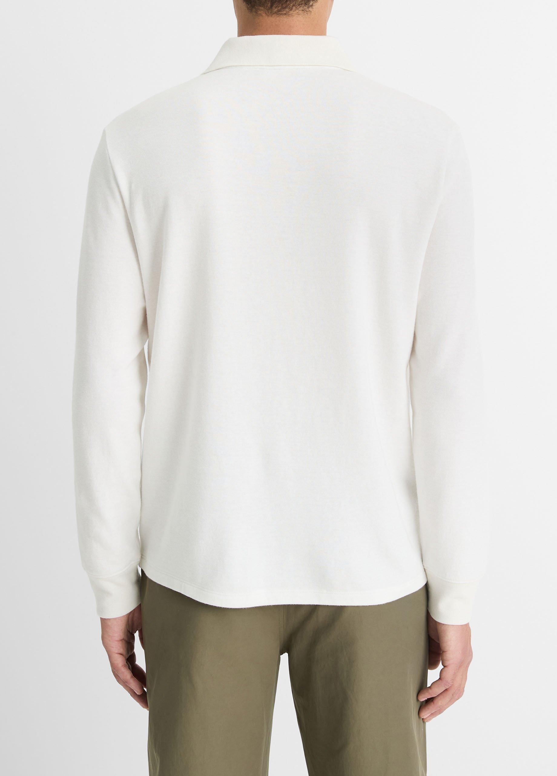 Double-Face Cotton-Blend Long-Sleeve Polo Shirt in Shirts