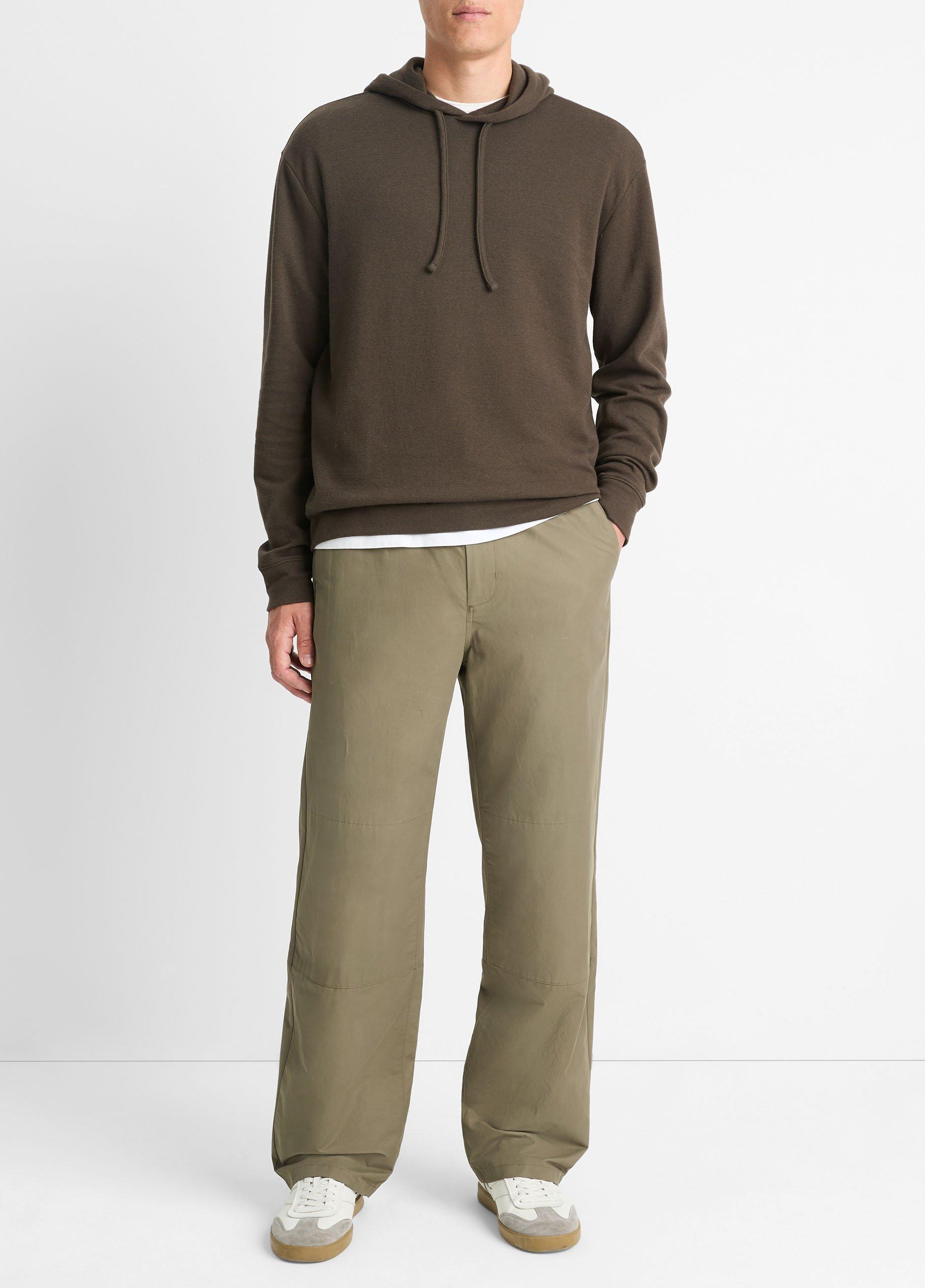 Men's Double-Face Cotton-Blend Hoodie, Night Moss/emerald Bay, Size XS Vince