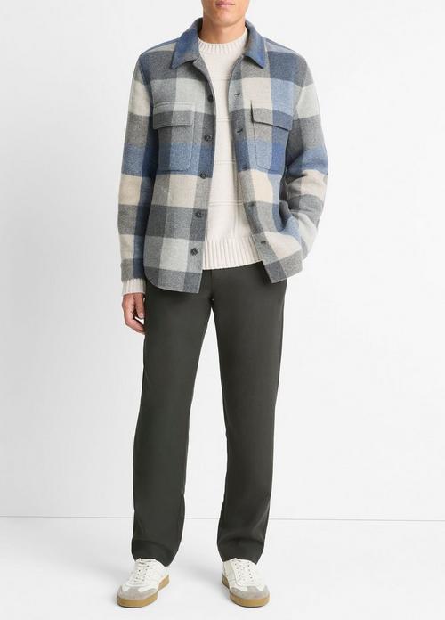 Plaid Italian Splittable Wool-Blend Shirt Jacket