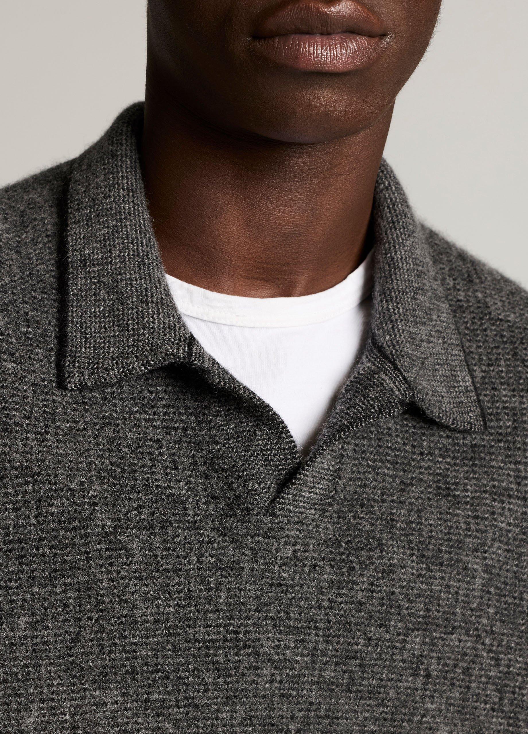 Plush Cashmere Thermal Johnny-Collar Sweater image number 1