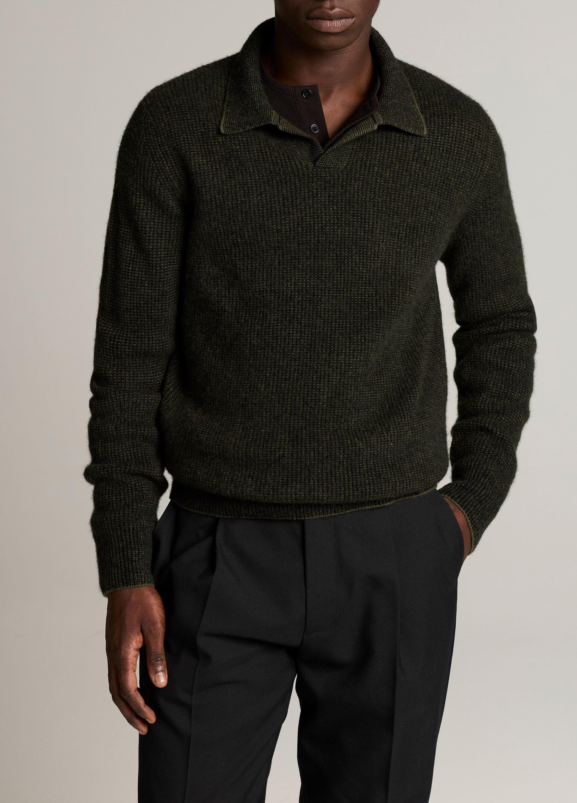 Plush Cashmere Thermal Johnny-Collar Sweater image number 0