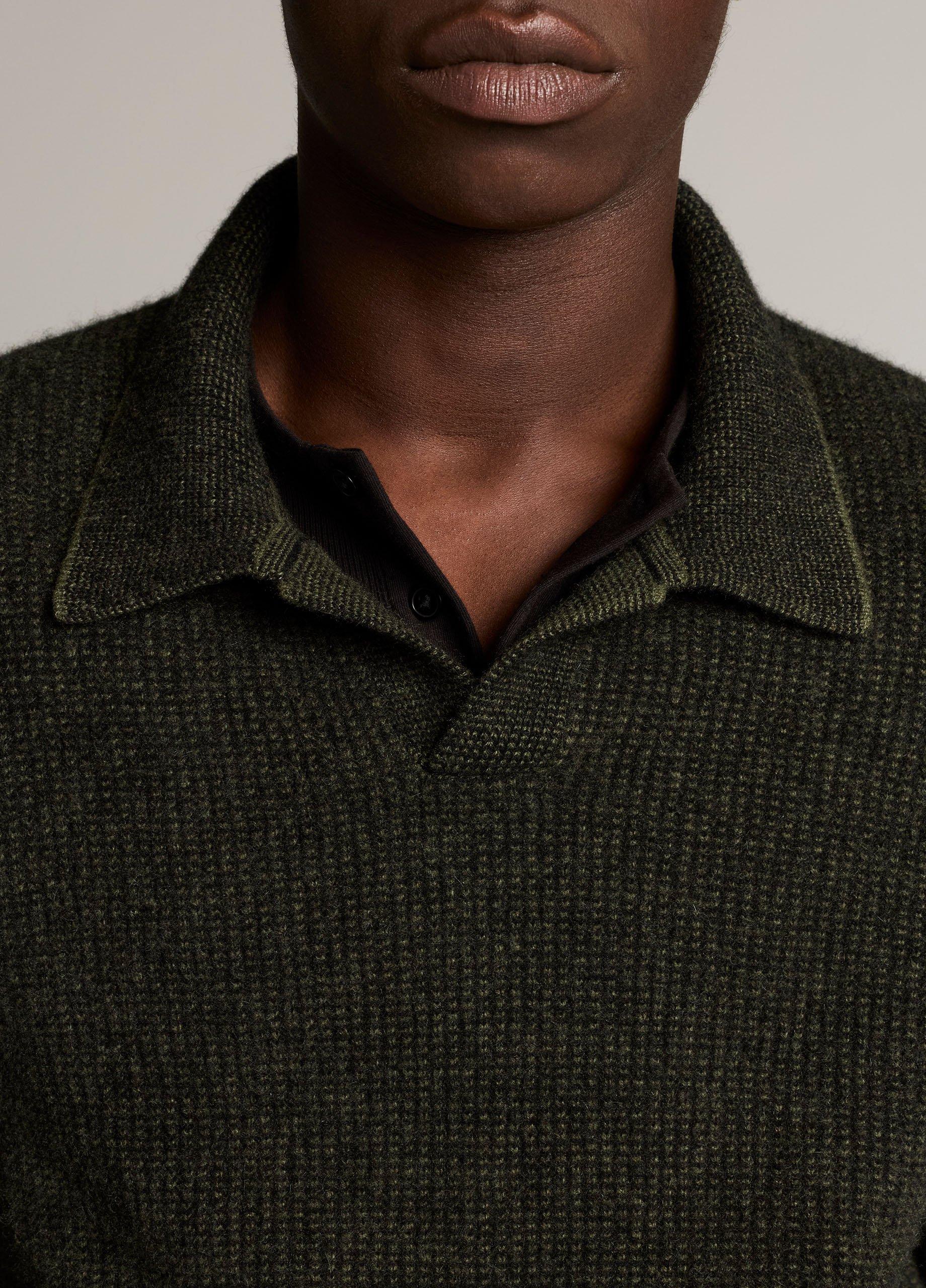 Plush Cashmere Thermal Johnny-Collar Sweater image number 1