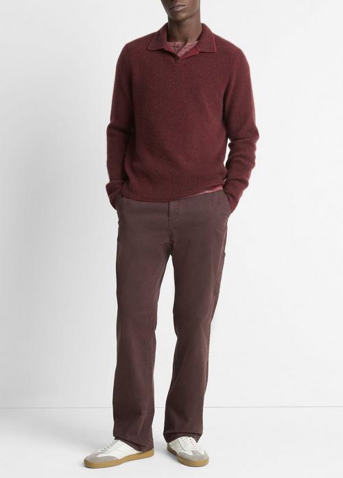 Plush Cashmere Thermal Johnny-Collar Sweater