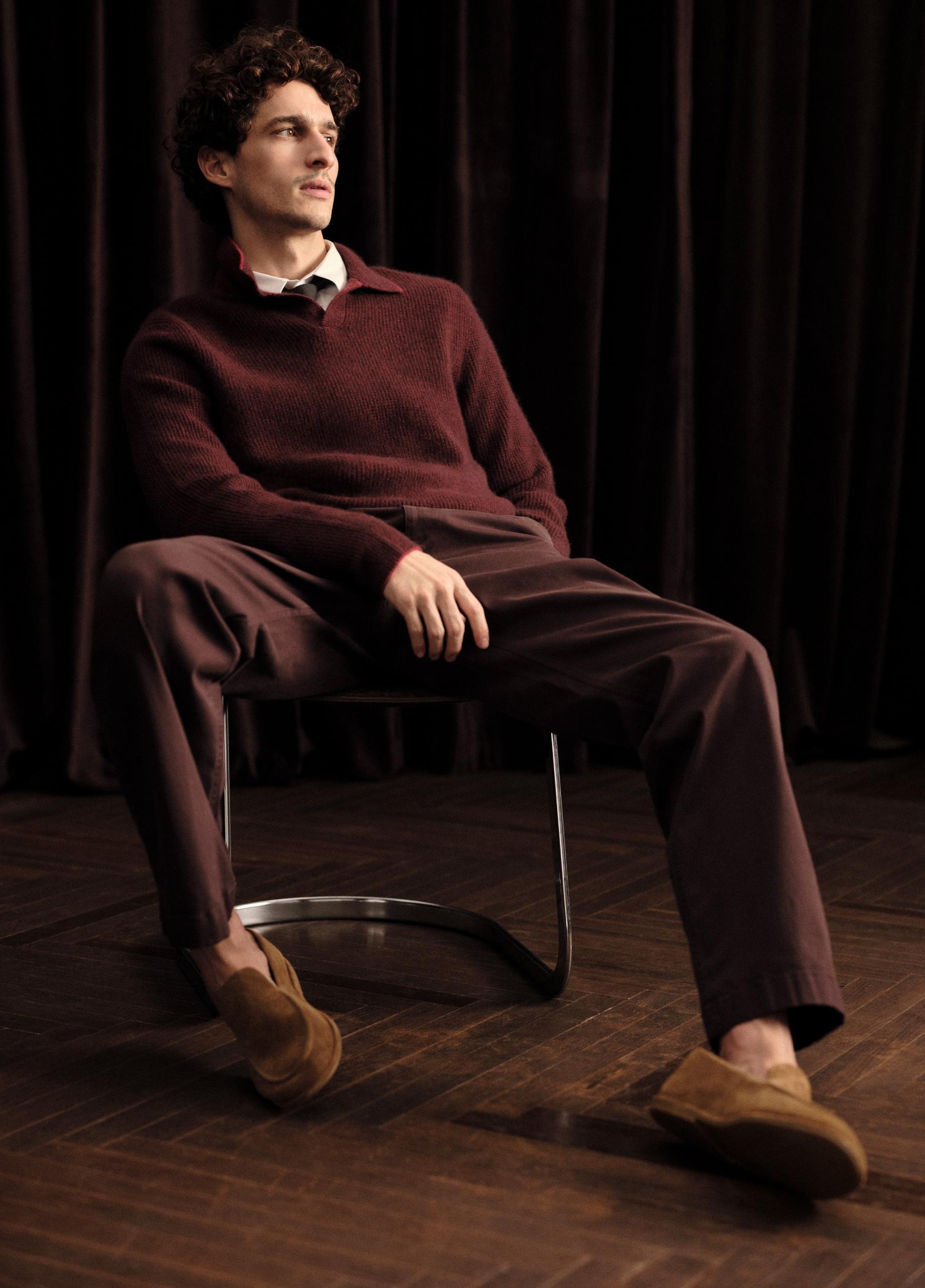 Plush Cashmere Thermal Johnny-Collar Sweater image number 4