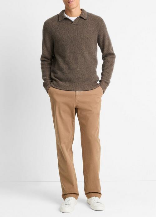 Plush Cashmere Thermal Johnny-Collar Sweater