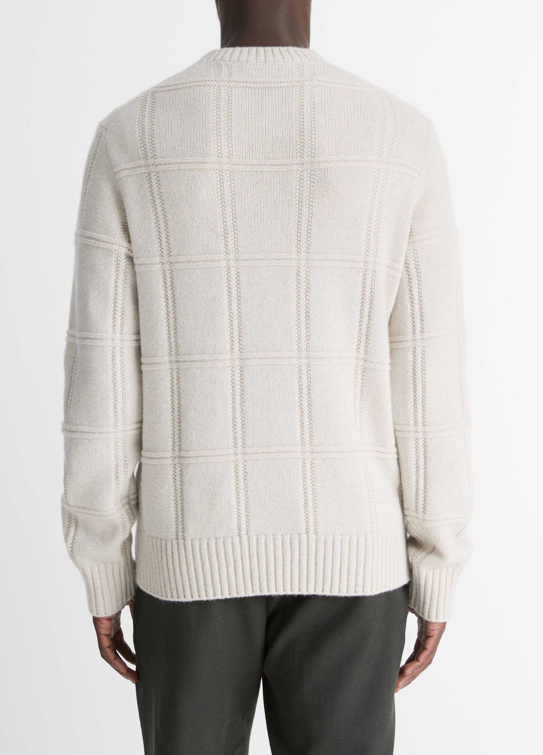 Seed-Stitch Windowpane Wool Sweater image number 3