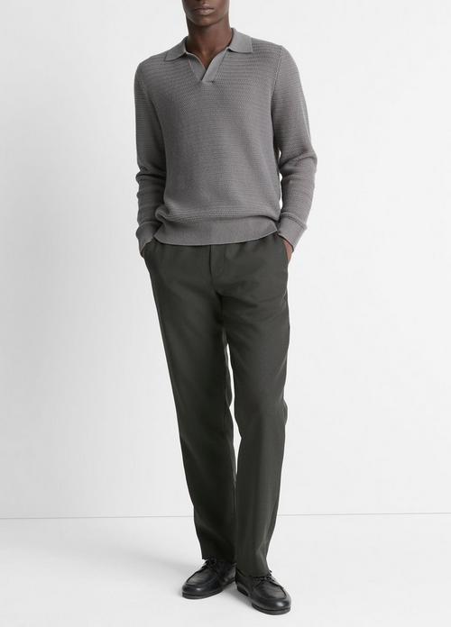 Craftsman-Rib Cotton-Cashmere Johnny-Collar Sweater