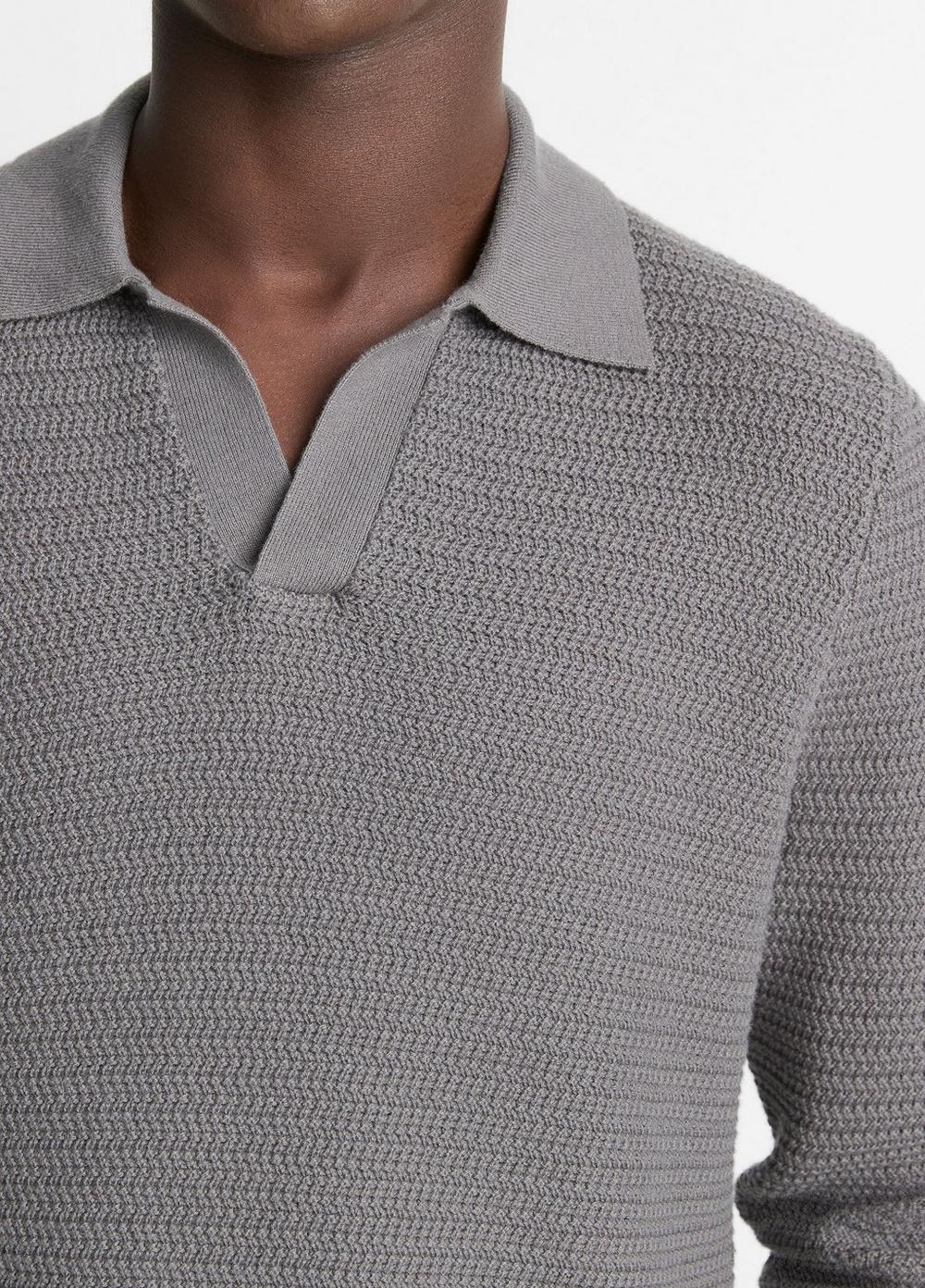 Craftsman-Rib Cotton-Cashmere Johnny-Collar Sweater in V Craftsman-Rib Cotton-Cashmere Johnny-Collar Sweater in V