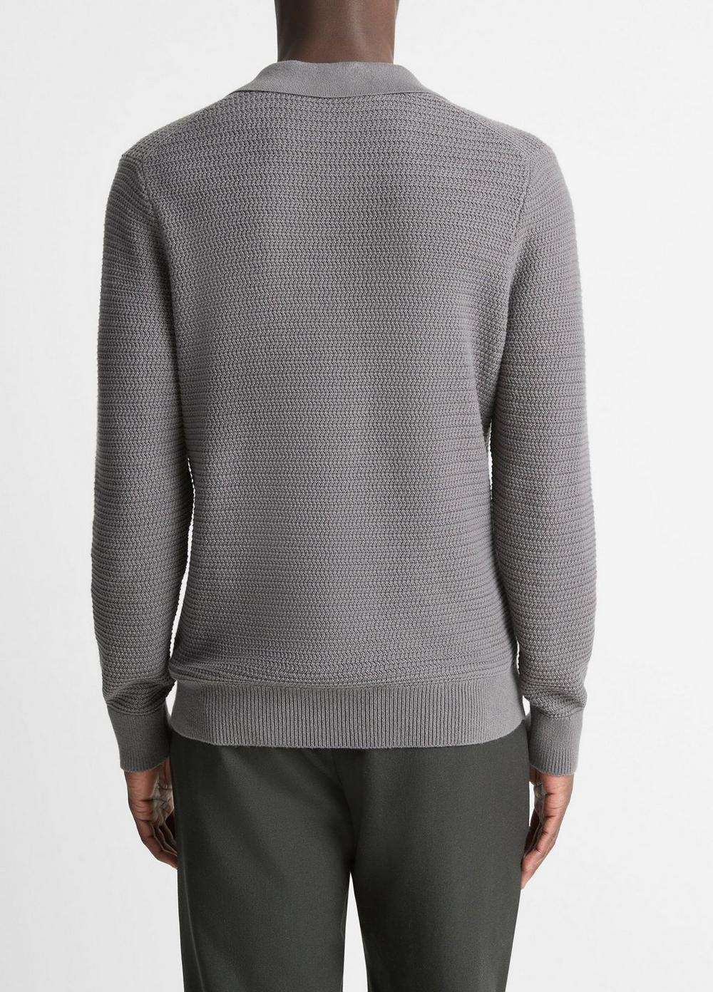 Craftsman-Rib Cotton-Cashmere Johnny-Collar Sweater in V Craftsman-Rib Cotton-Cashmere Johnny-Collar Sweater in V