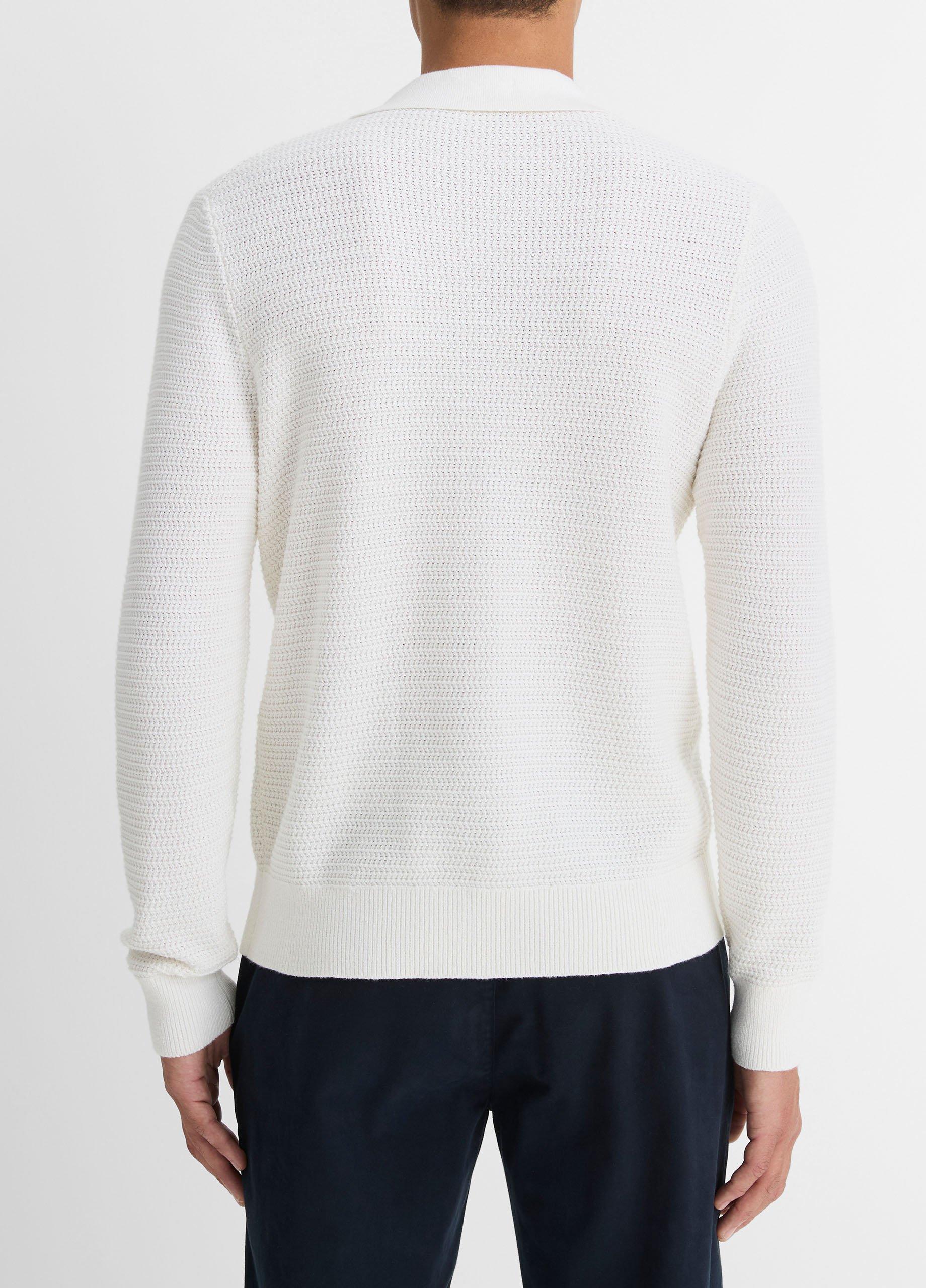 Craftsman-Rib Cotton-Cashmere Johnny-Collar Sweater image number 3