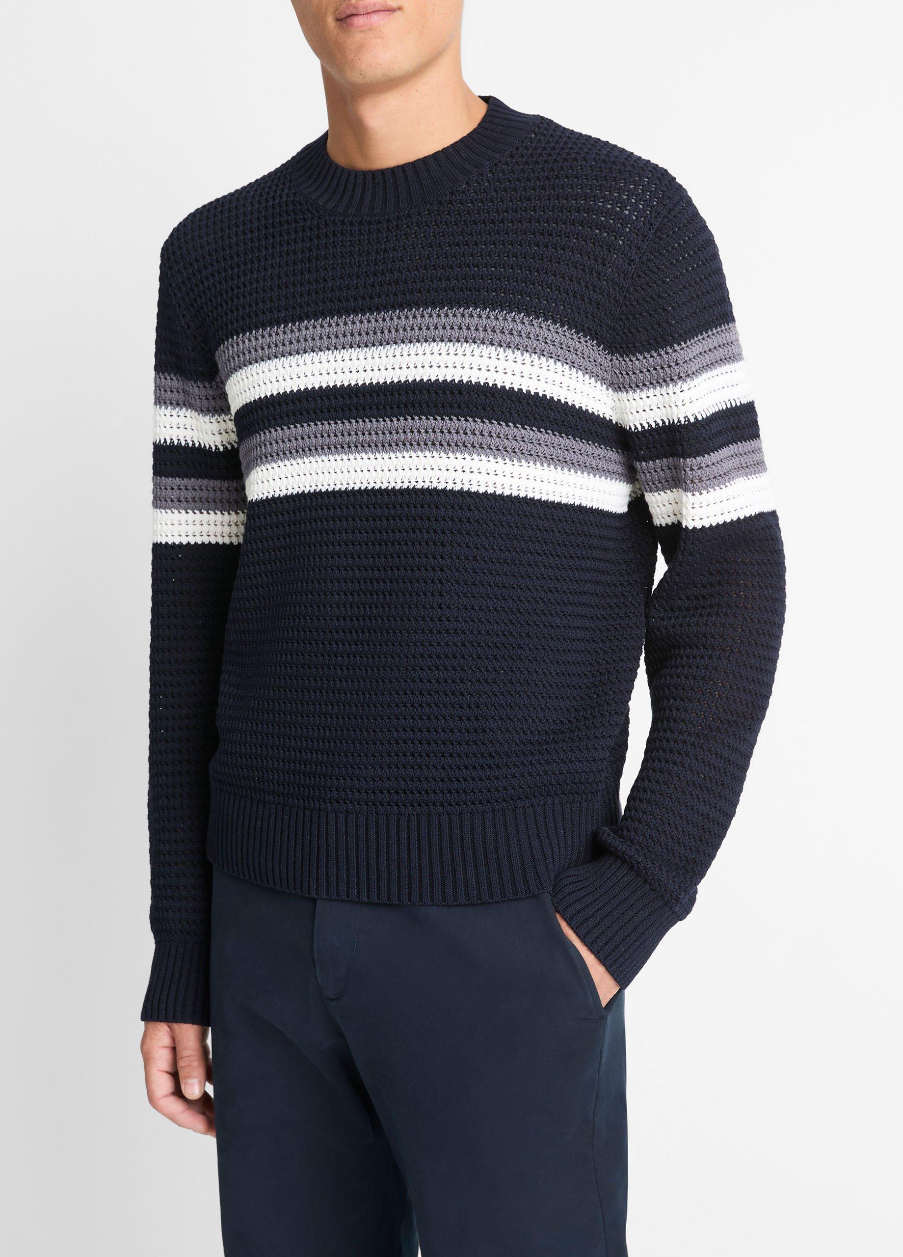 VINCE Black & White sold Striped 100% Wool Sweater