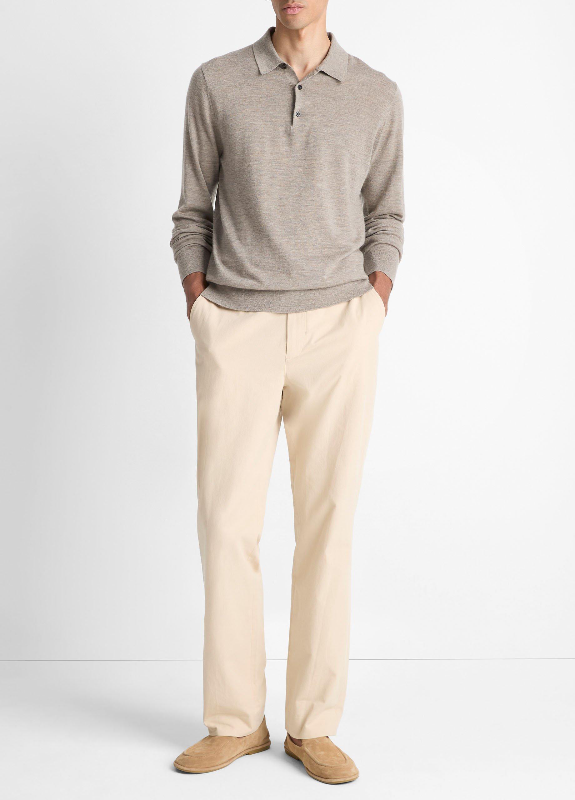Featherweight Merino Wool-Cashmere Polo Sweater image number 3