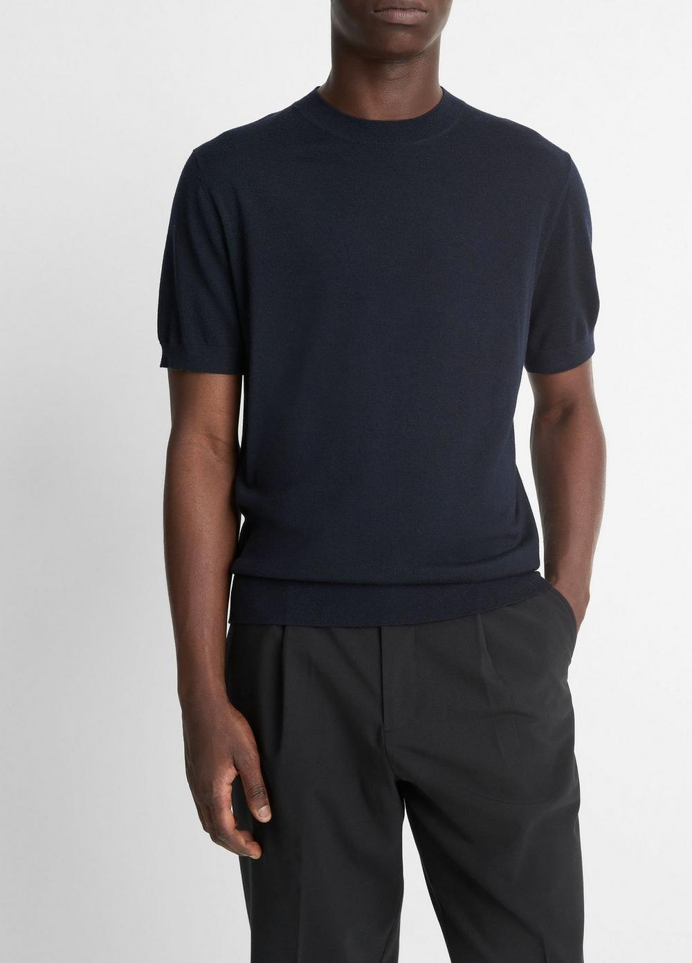Featherweight Merino Wool-Cashmere Short-Sleeve Sweater in Featherweight Merino Wool-Cashmere Short-Sleeve Sweater in
