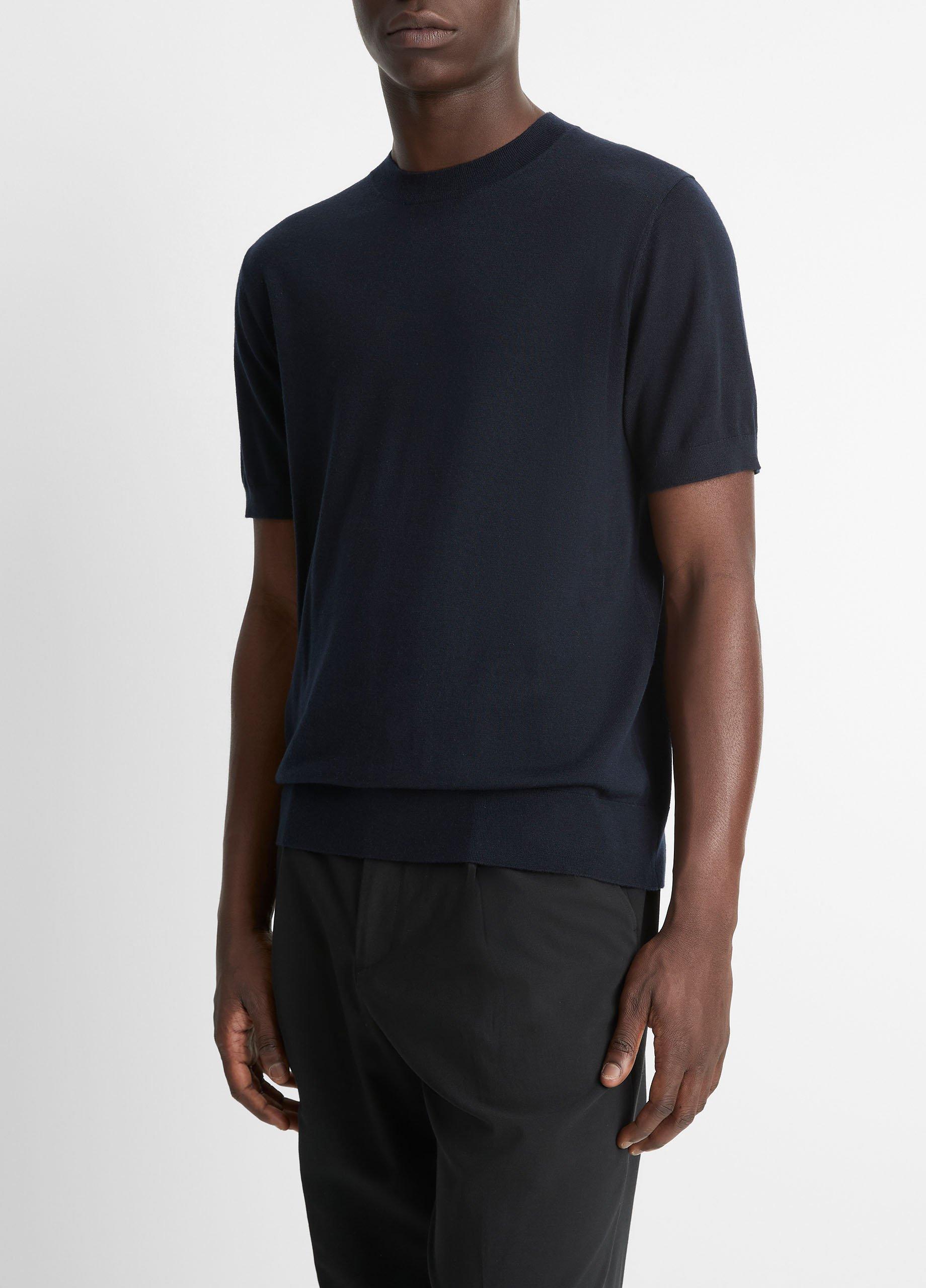 Featherweight Merino Wool-Cashmere Short-Sleeve Sweater in