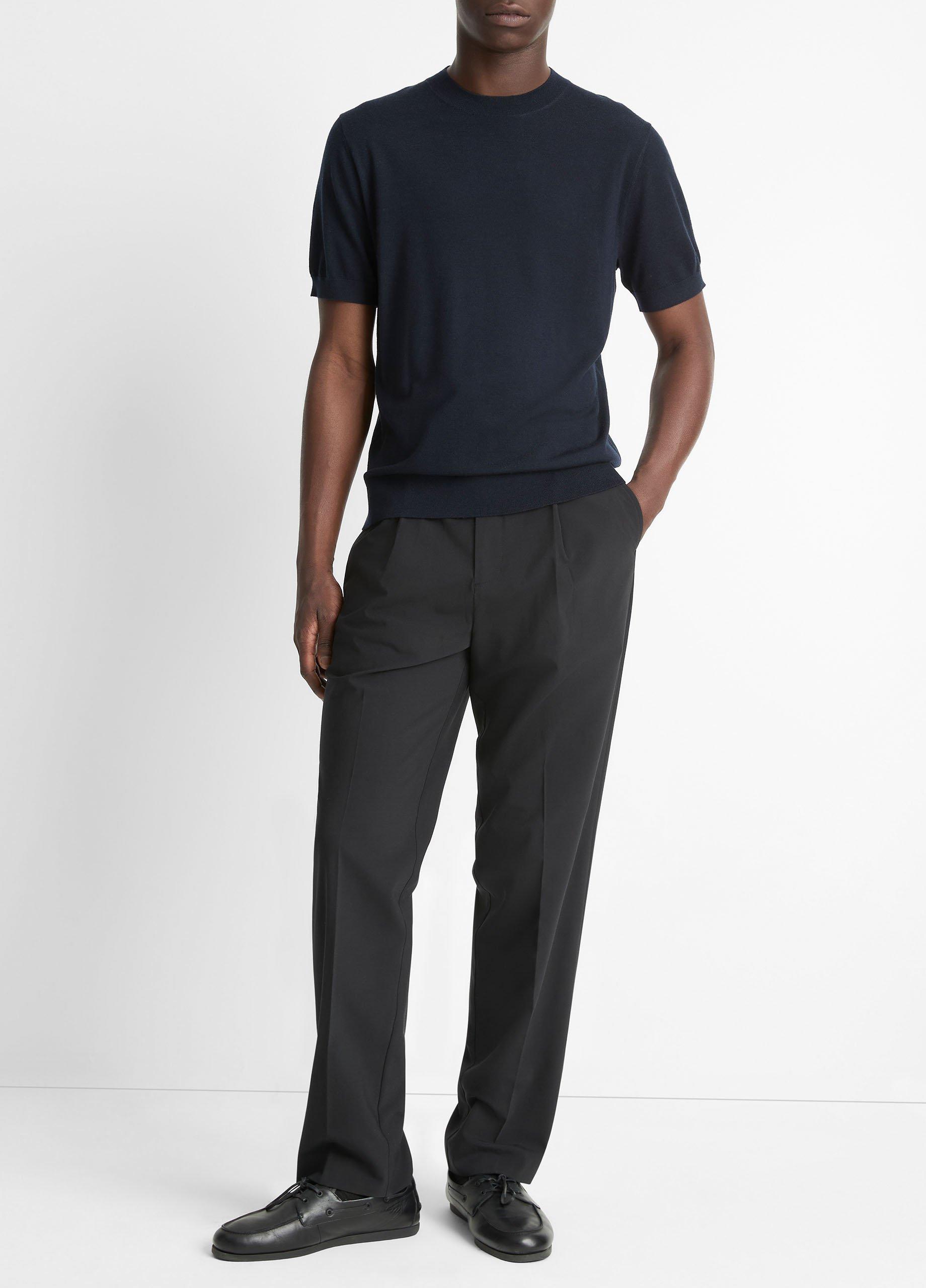 Featherweight Merino Wool-Cashmere Short-Sleeve Sweater image number 3