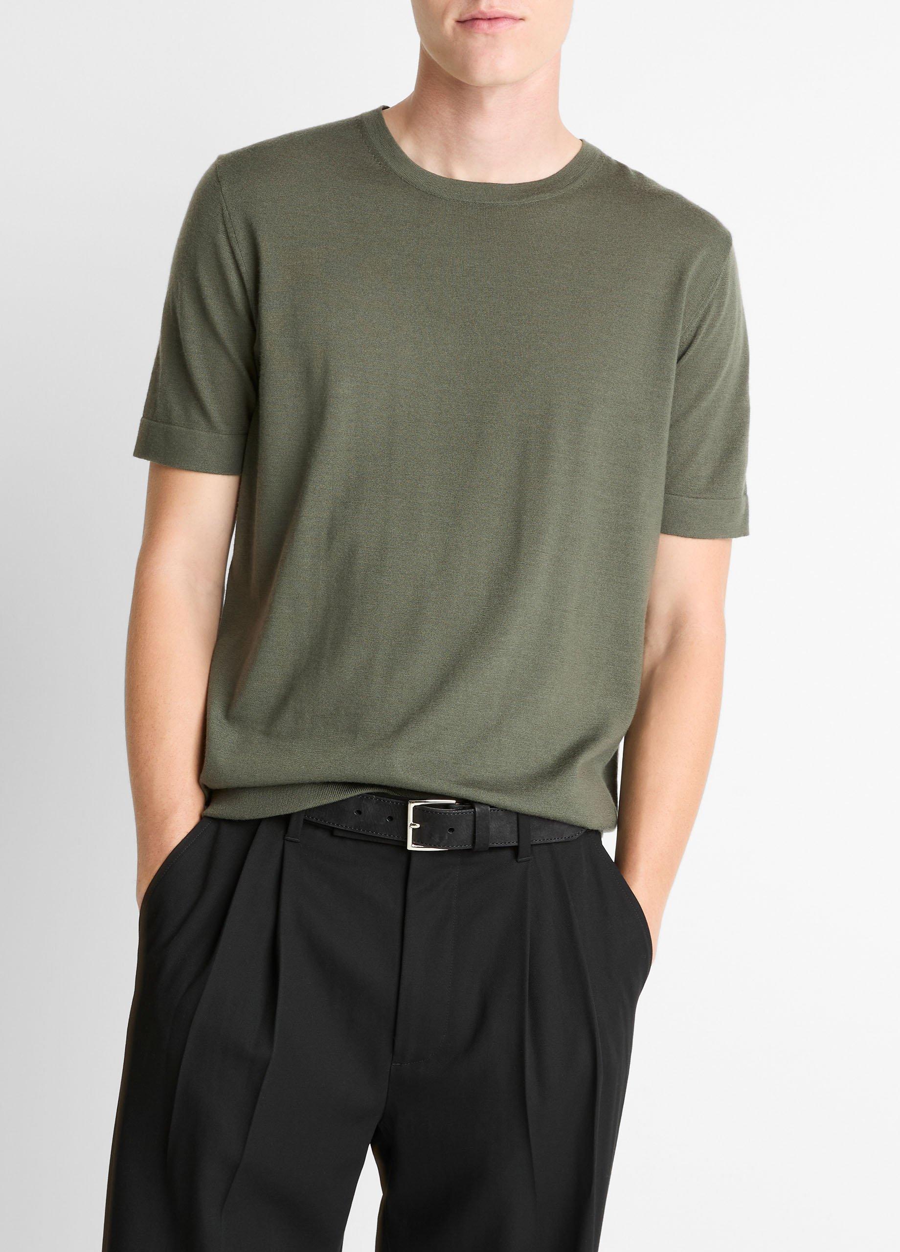 Featherweight Merino Wool-Cashmere Short-Sleeve Sweater image number 0