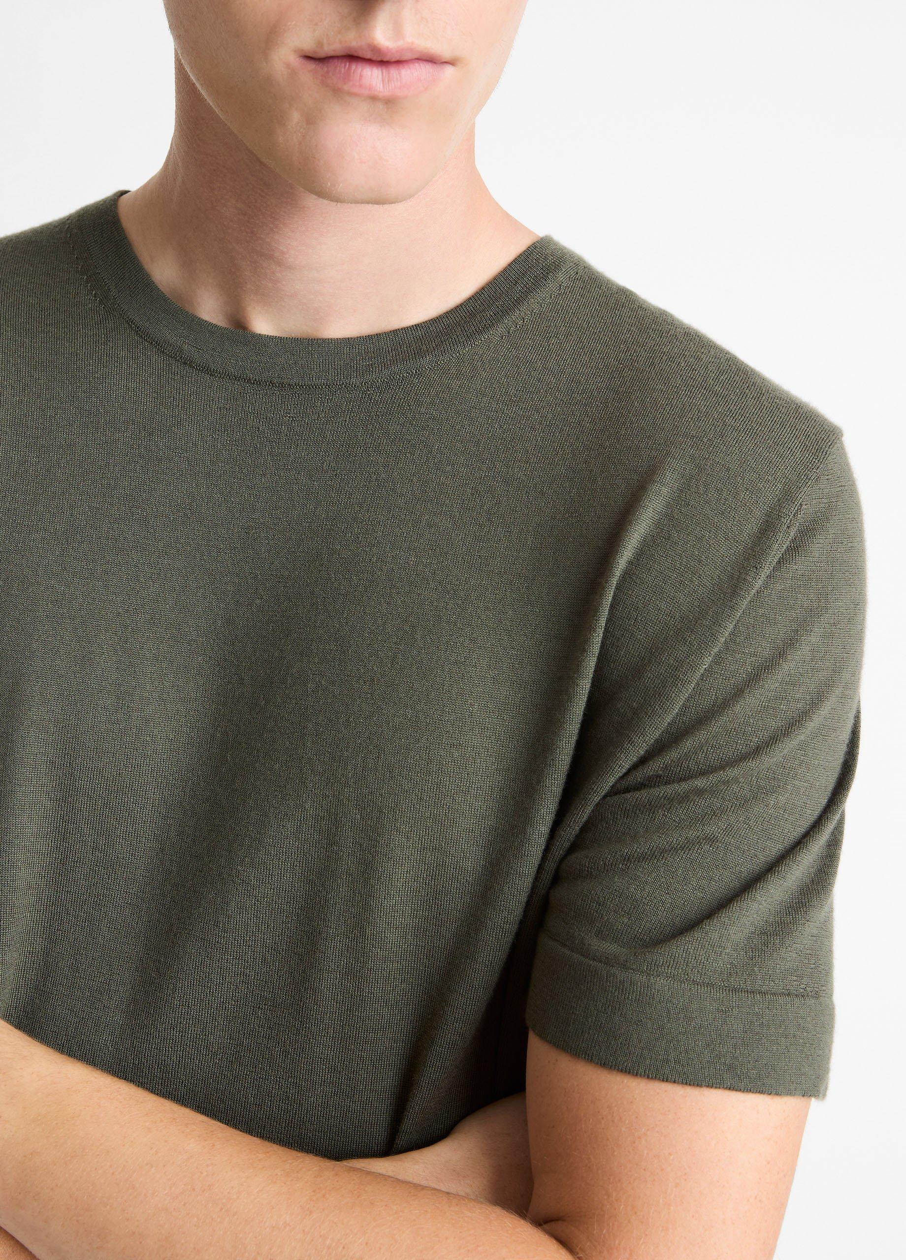 Featherweight Merino Wool-Cashmere Short-Sleeve Sweater image number 1