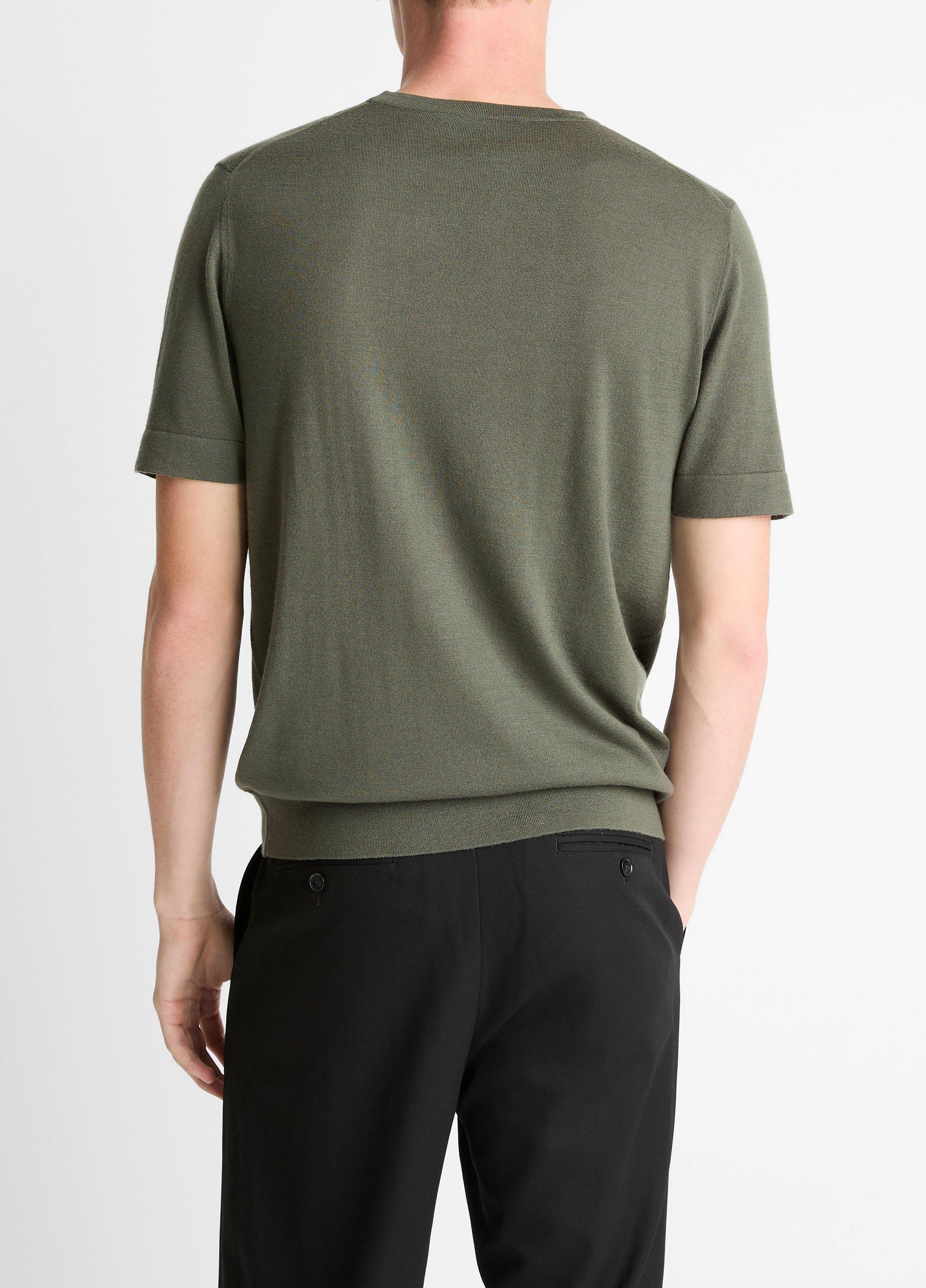 Featherweight Merino Wool-Cashmere Short-Sleeve Sweater image number 2