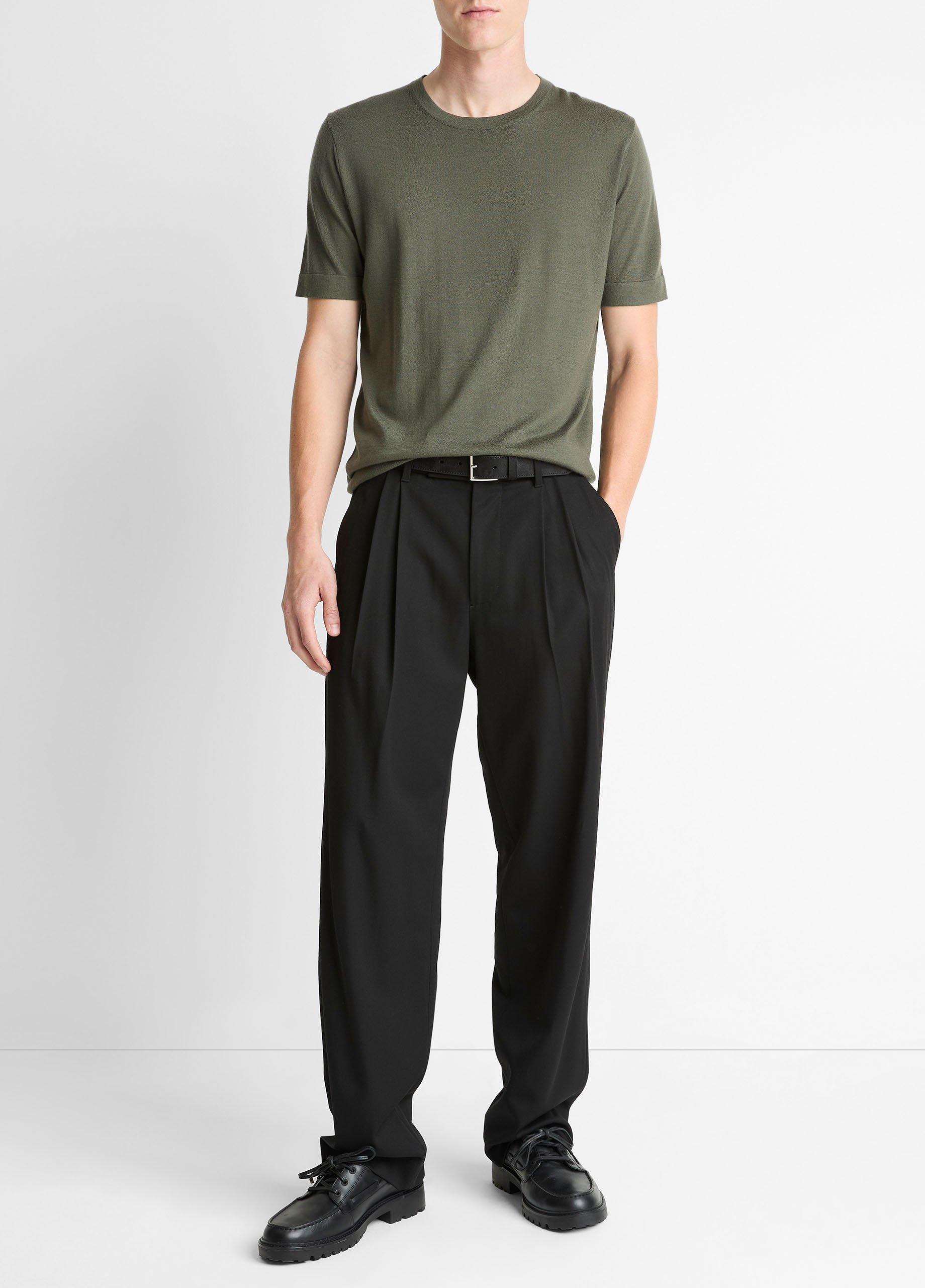 Featherweight Merino Wool-Cashmere Short-Sleeve Sweater image number 3