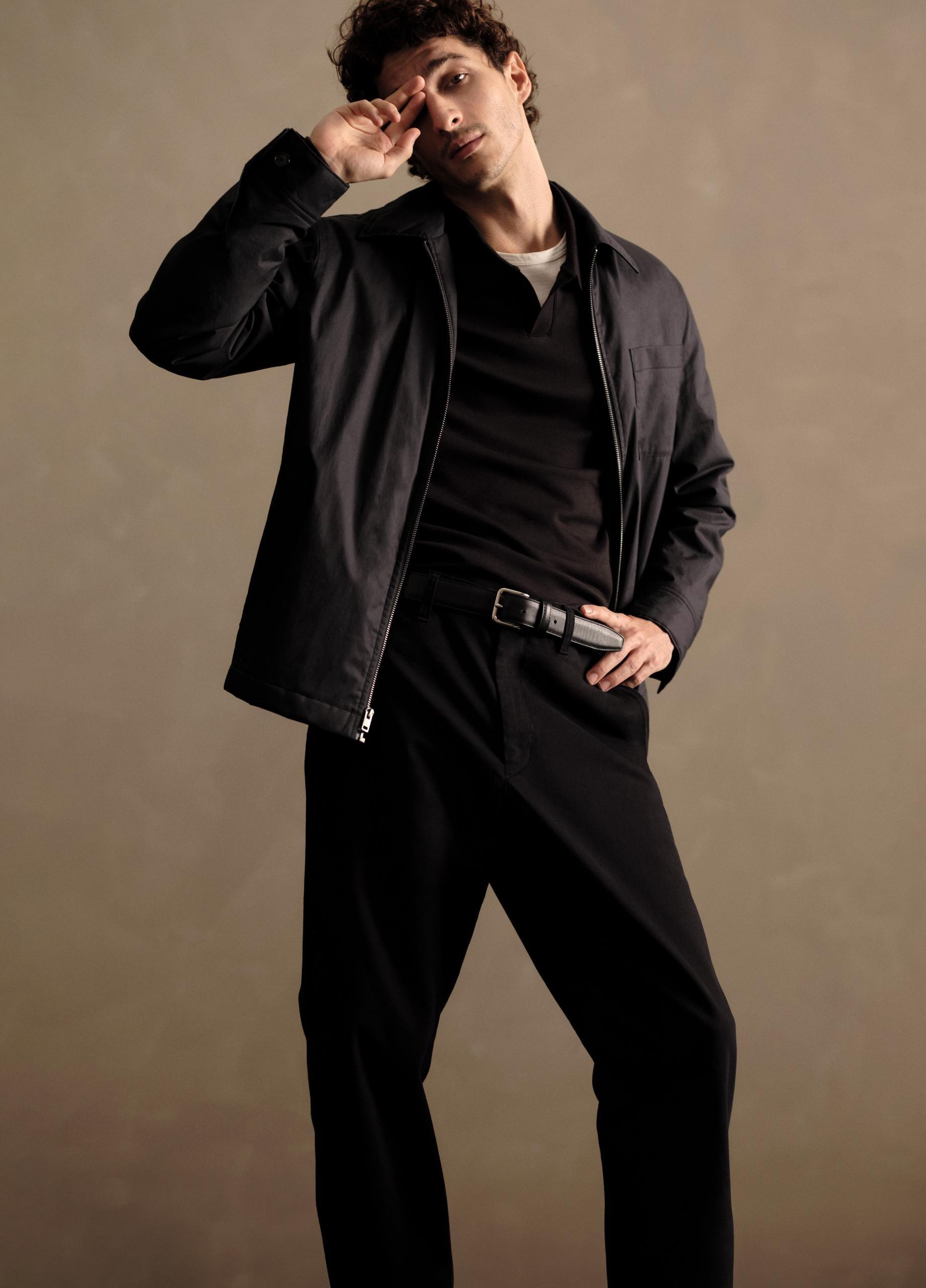 Milano Pima Cotton-Blend Johnny-Collar Shirt image number 4