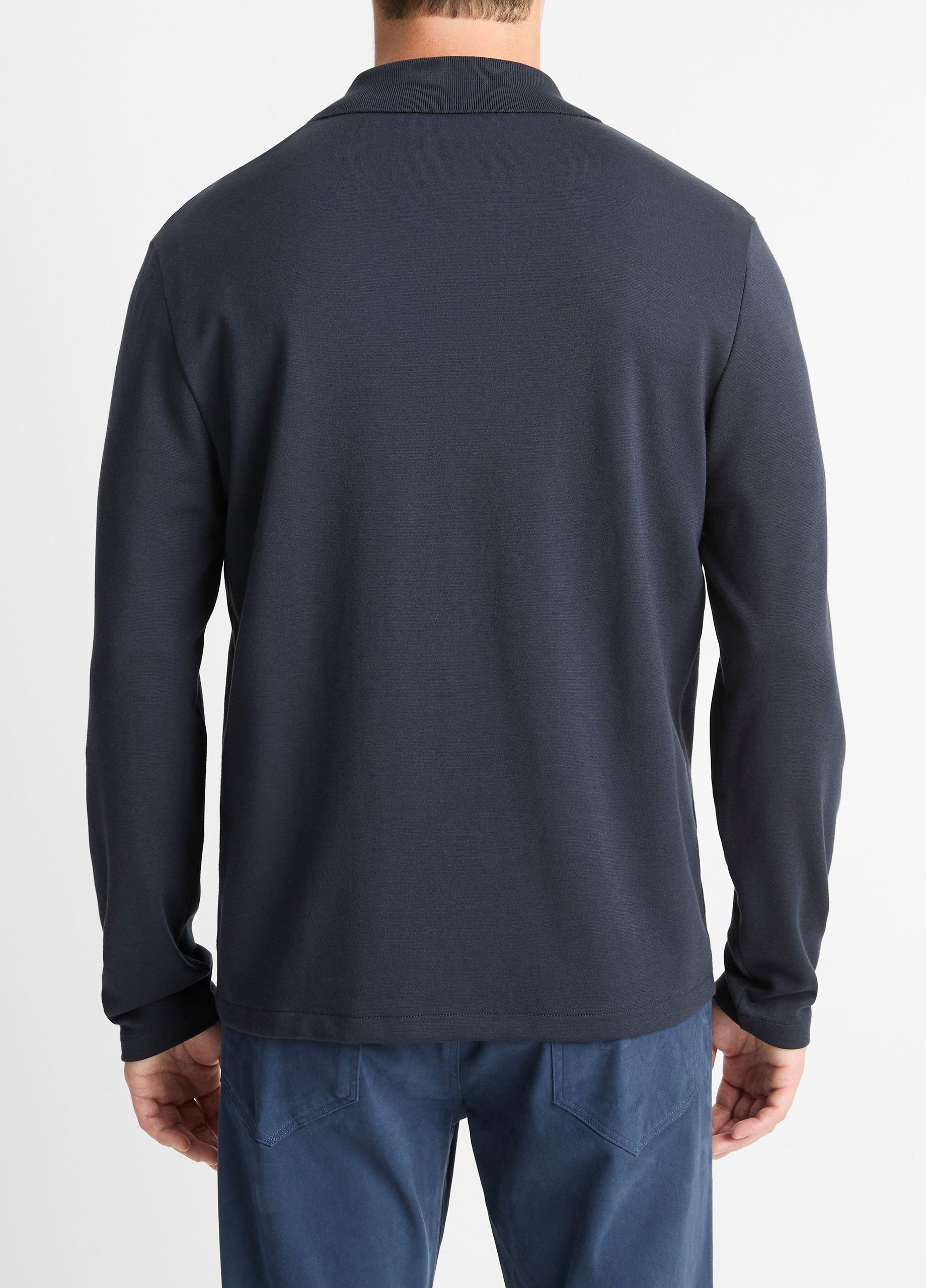 Milano Pima Cotton-Blend Johnny-Collar Shirt in Long Sleeve