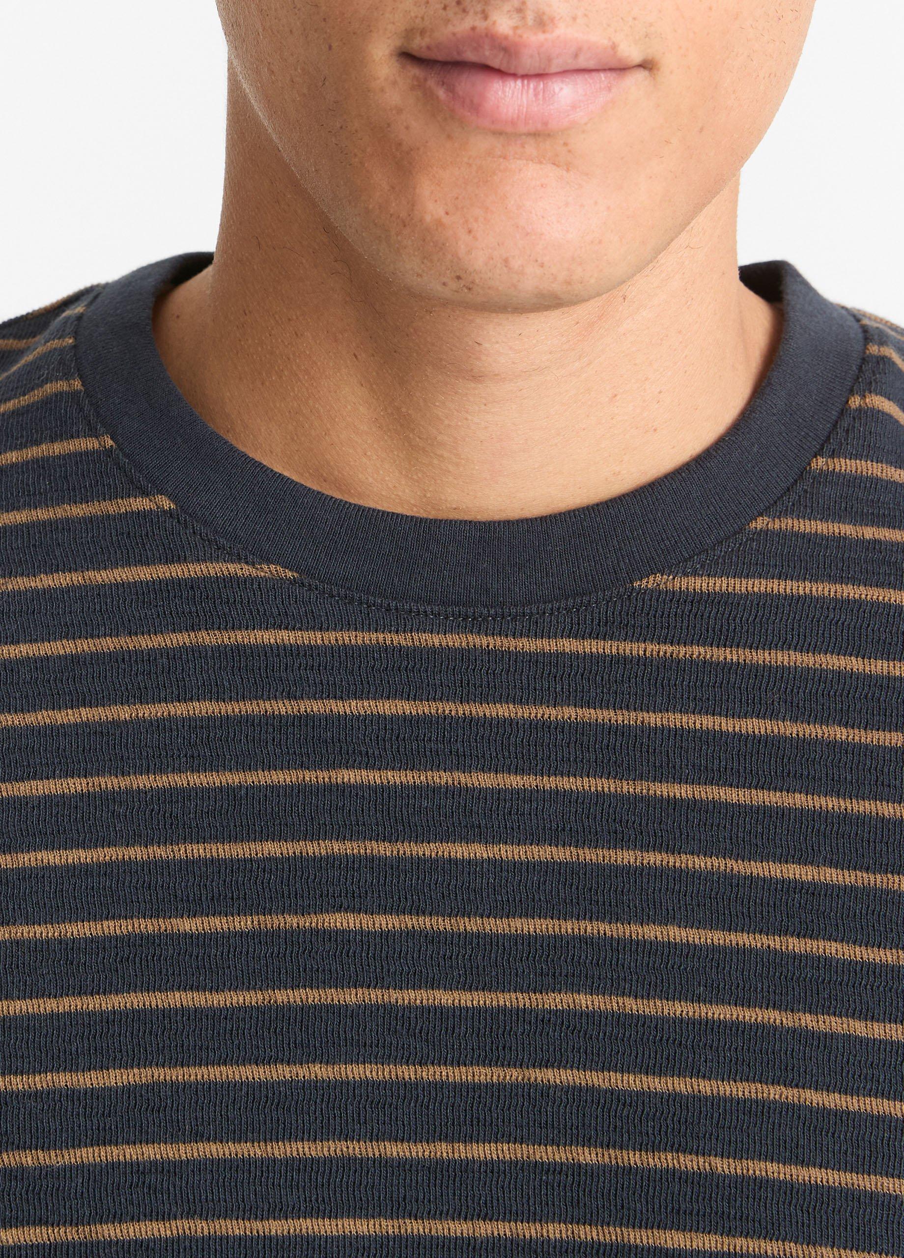 【BAON】[unisex] Coniten Stripe Over Hood Long Sleeve Tee Slub-Stripe-Cotton-Blend-Long-
