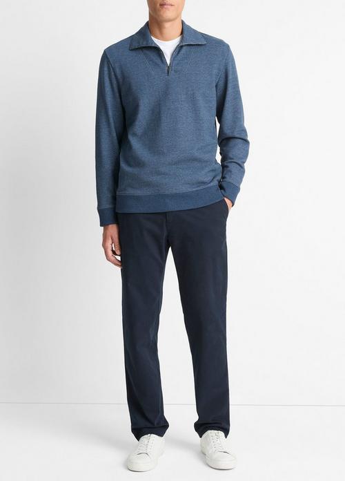 Cotton-Blend Mock Neck Quarter-Zip Pullover