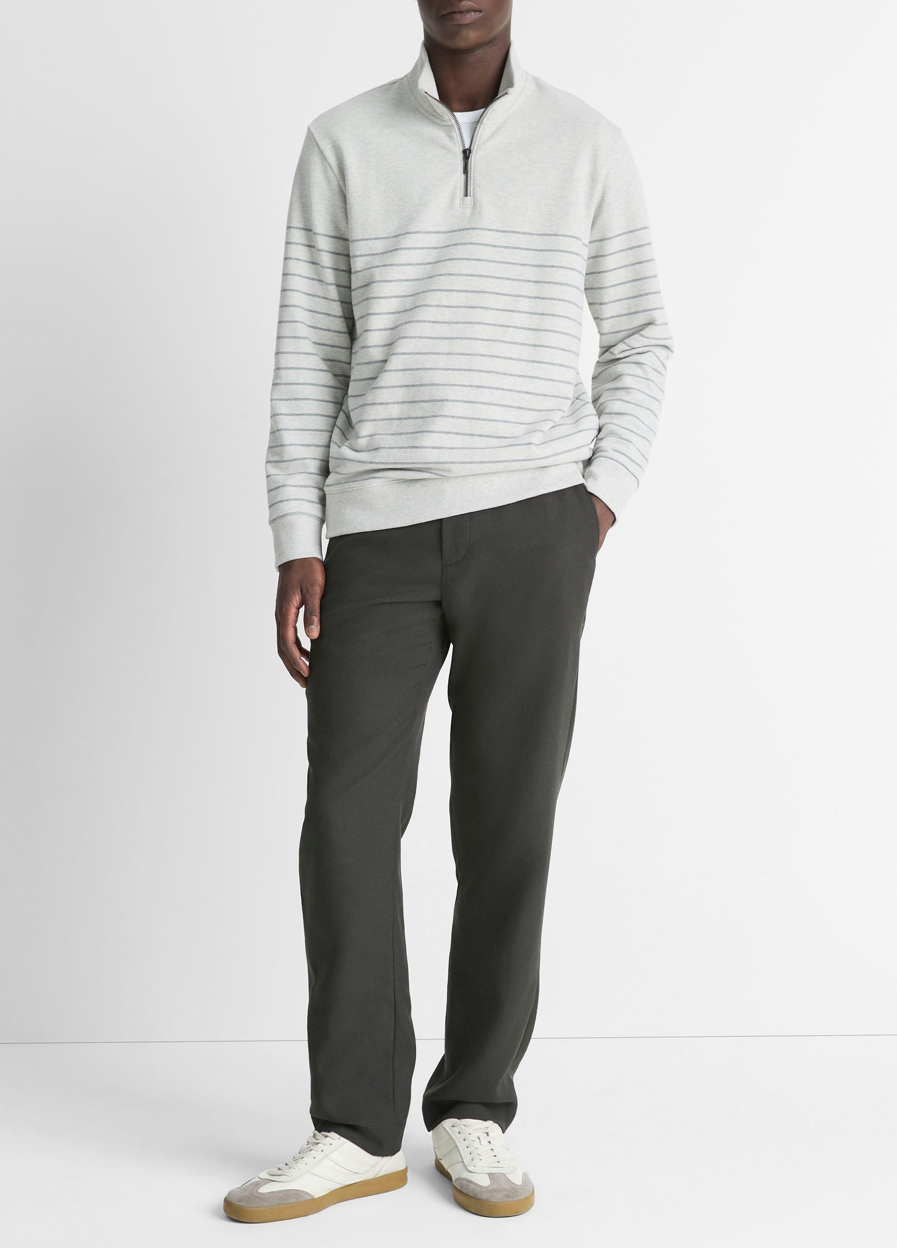 Striped Sueded Cotton Quarter-Zip Pullover in Tees & Hoodies