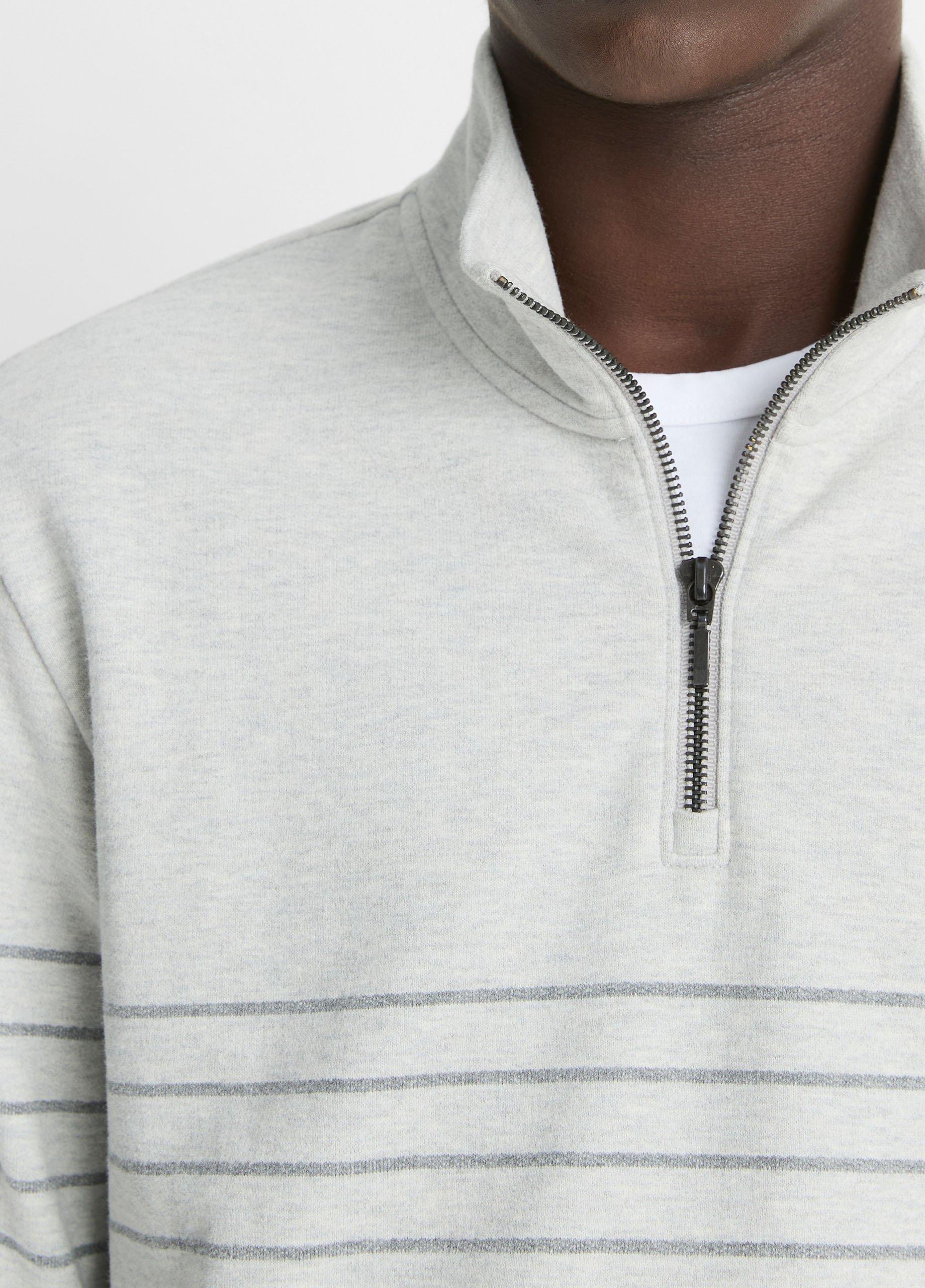 Striped Sueded Cotton Quarter-Zip Pullover image number 1