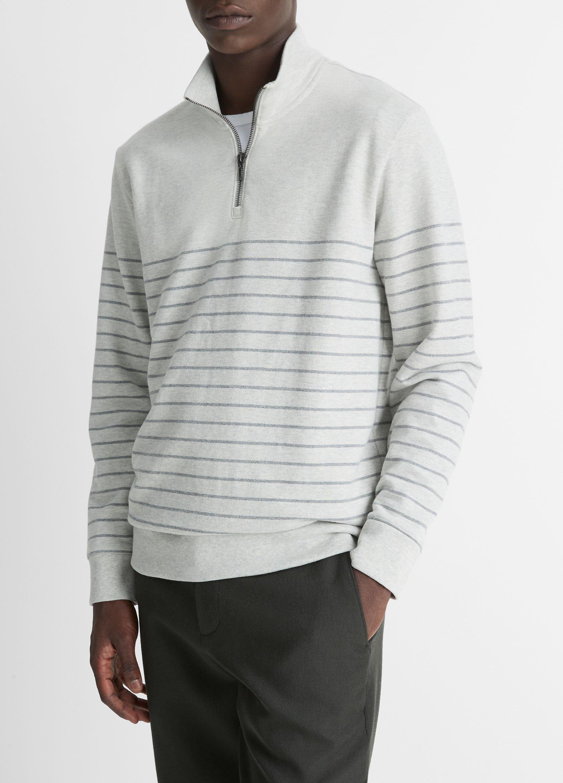 Striped Sueded Cotton Quarter-Zip Pullover image number 2