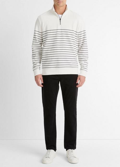 Striped Sueded Cotton Quarter-Zip Pullover