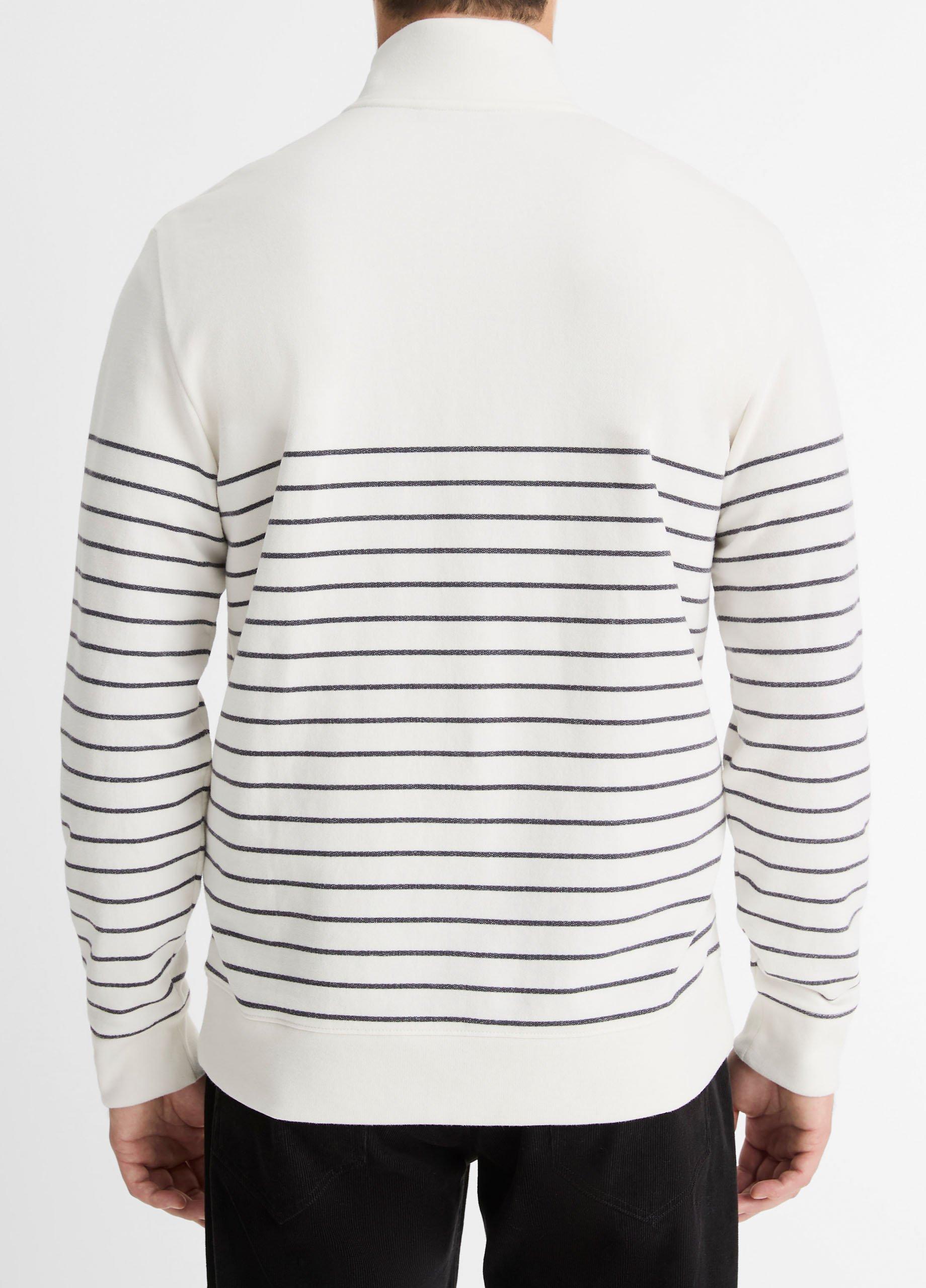 Striped Sueded Cotton Quarter-Zip Pullover image number 3